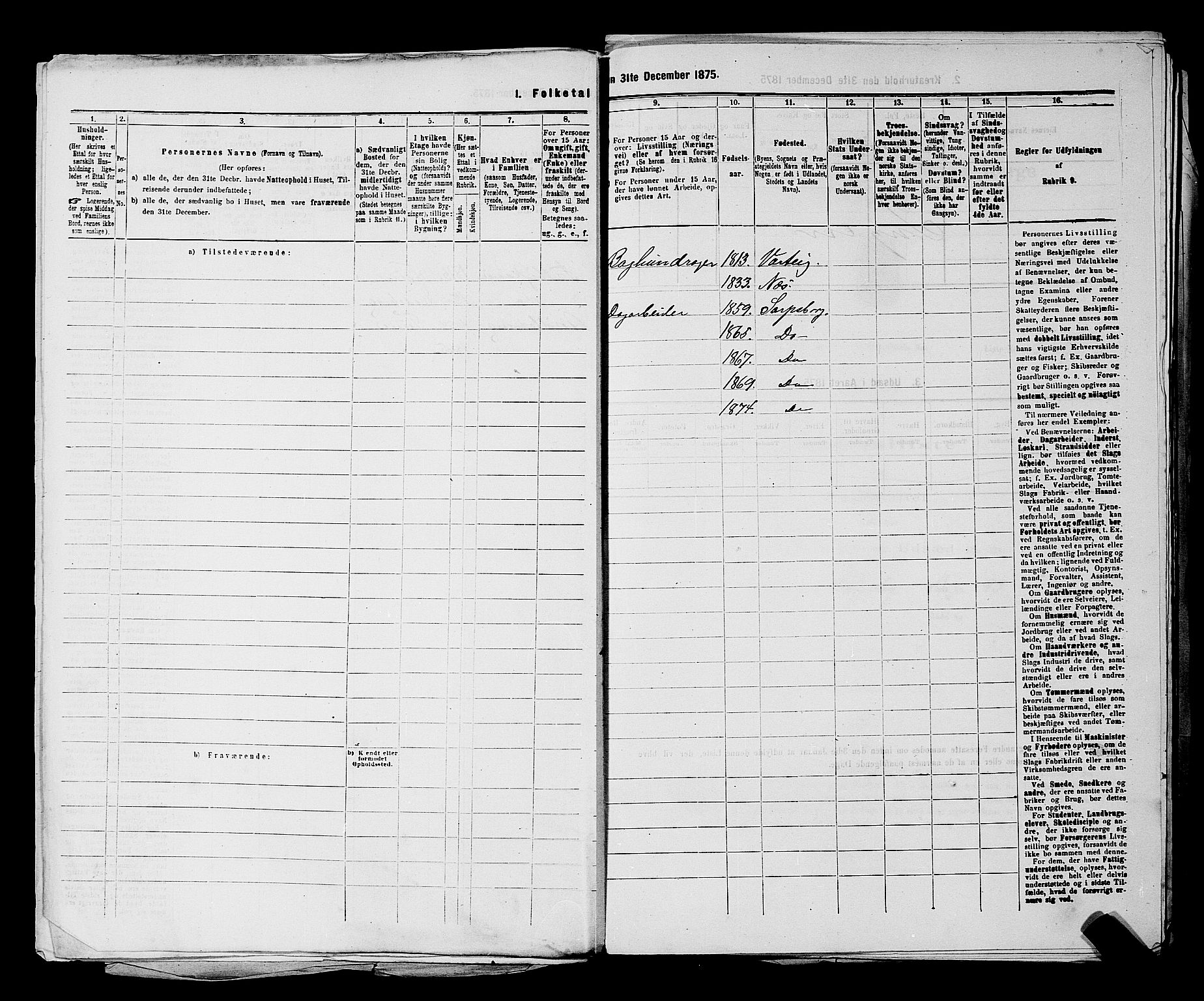 RA, 1875 census for 0102P Sarpsborg, 1875, p. 666