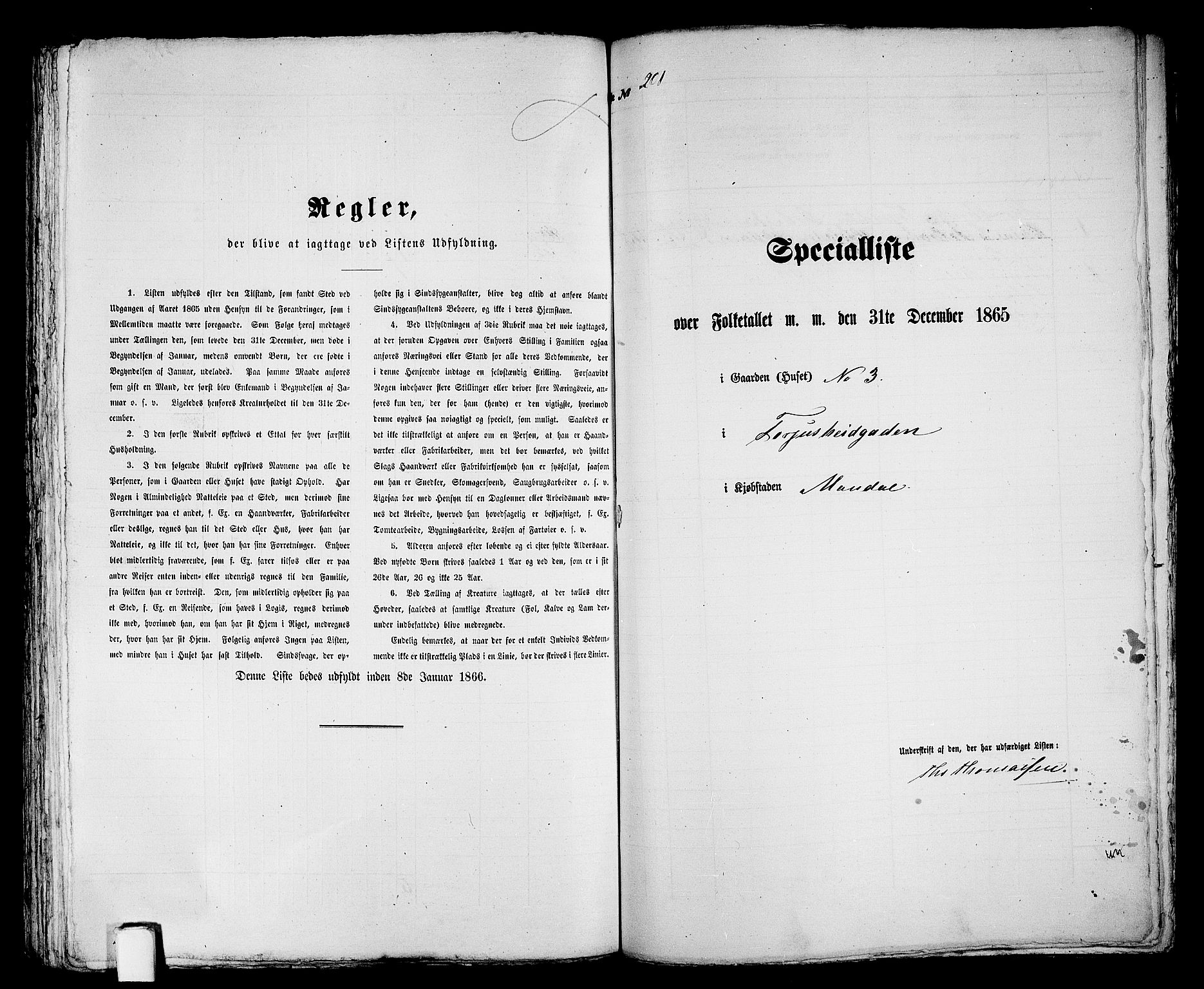 RA, 1865 census for Mandal/Mandal, 1865, p. 404