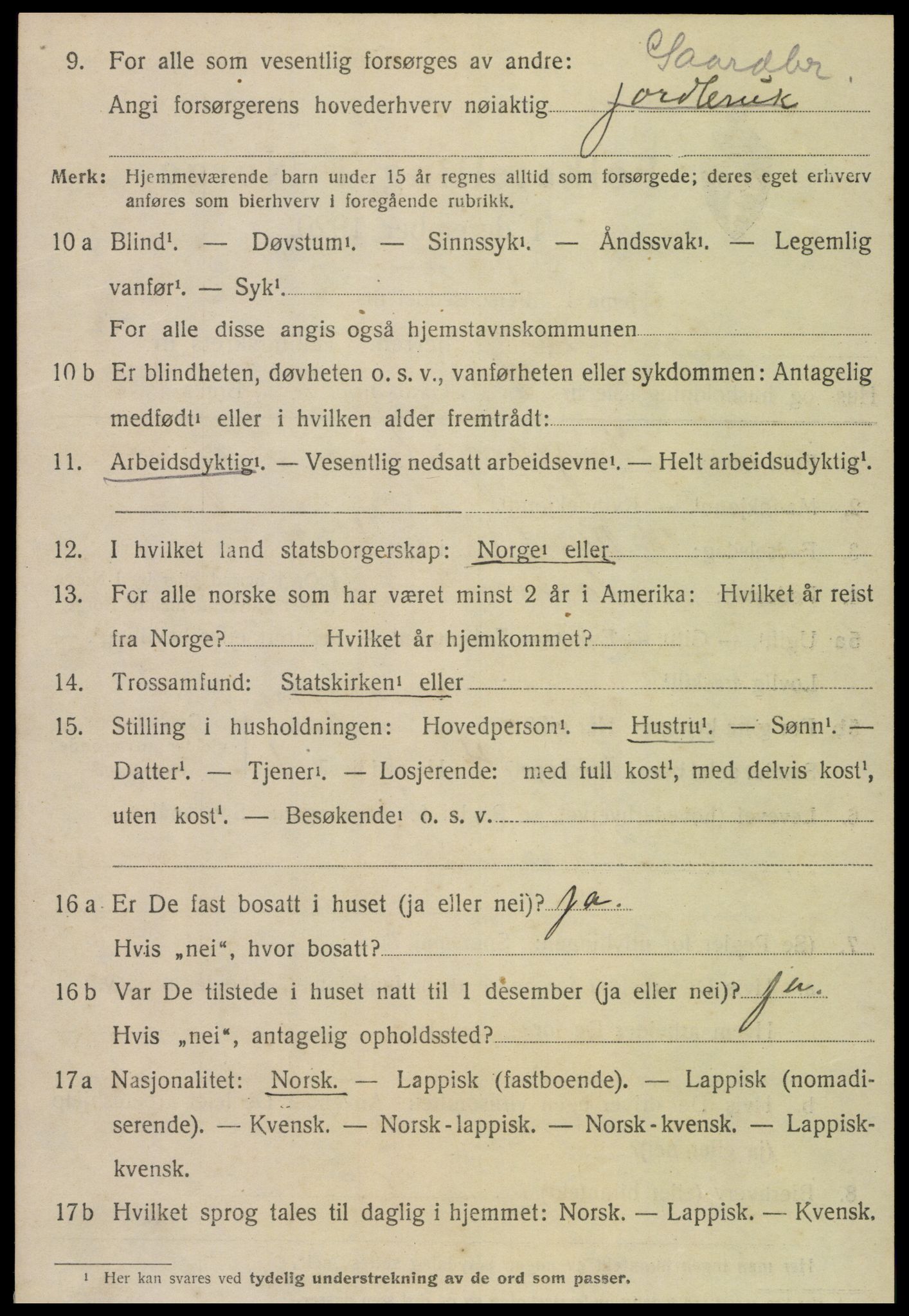 SAT, 1920 census for Snåsa, 1920, p. 1535