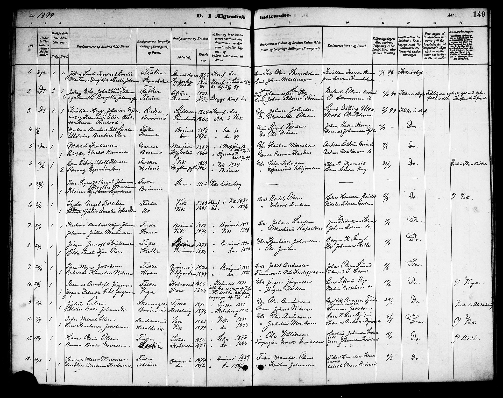 Ministerialprotokoller, klokkerbøker og fødselsregistre - Nordland, AV/SAT-A-1459/813/L0213: Parish register (copy) no. 813C05, 1887-1903, p. 149