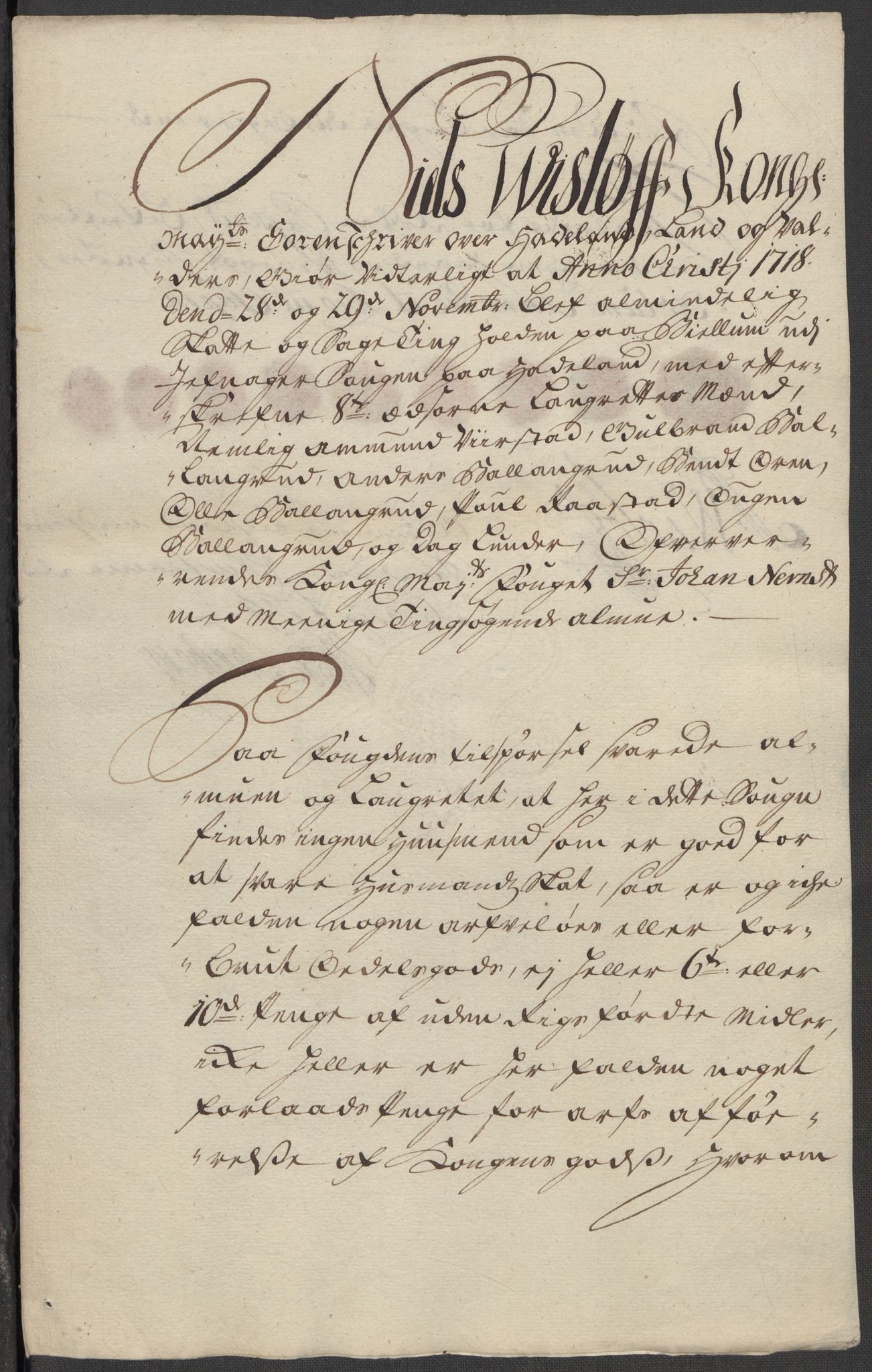 Rentekammeret inntil 1814, Reviderte regnskaper, Fogderegnskap, AV/RA-EA-4092/R18/L1320: Fogderegnskap Hadeland, Toten og Valdres, 1718, p. 6