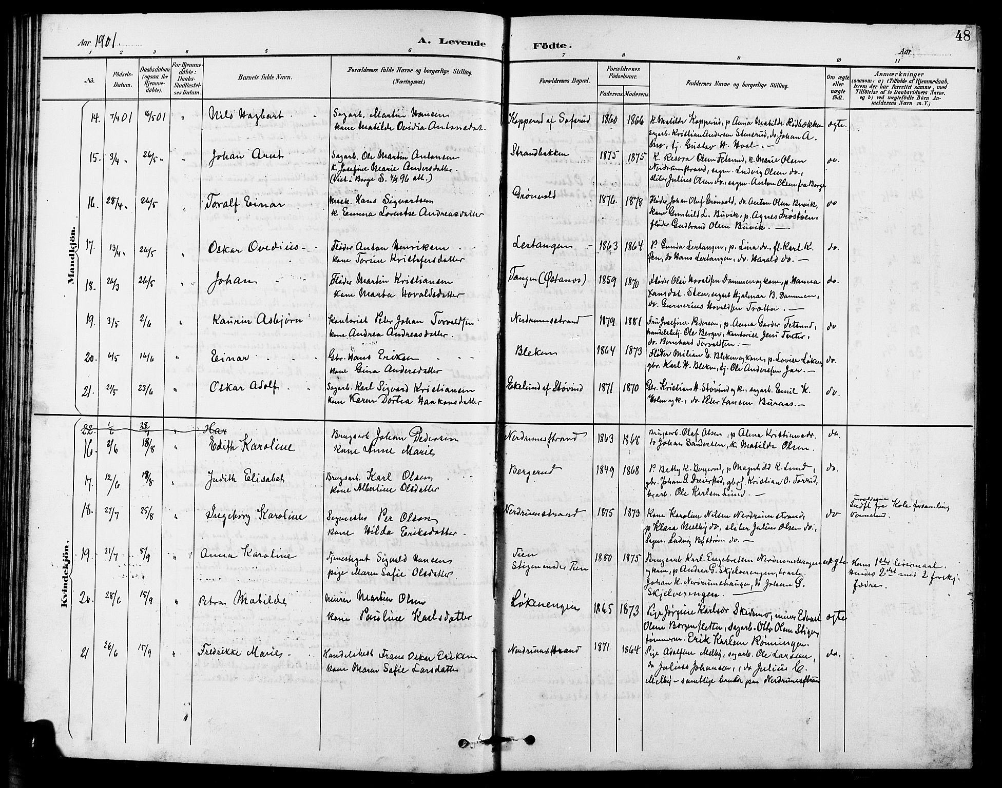 Fet prestekontor Kirkebøker, AV/SAO-A-10370a/G/Ga/L0007: Parish register (copy) no. I 7, 1892-1906, p. 48