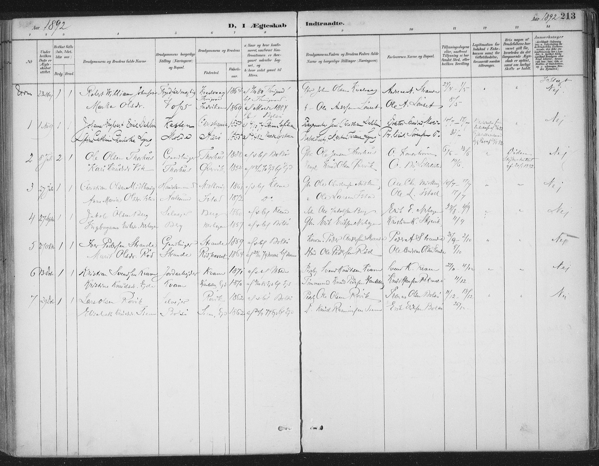 Ministerialprotokoller, klokkerbøker og fødselsregistre - Møre og Romsdal, AV/SAT-A-1454/555/L0658: Parish register (official) no. 555A09, 1887-1917, p. 213