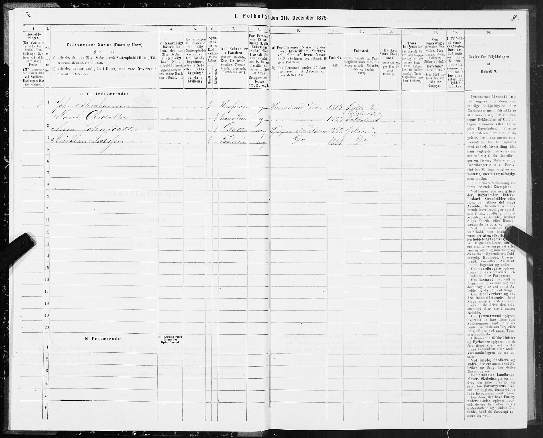 SAT, 1875 census for 1638P Orkdal, 1875, p. 3008