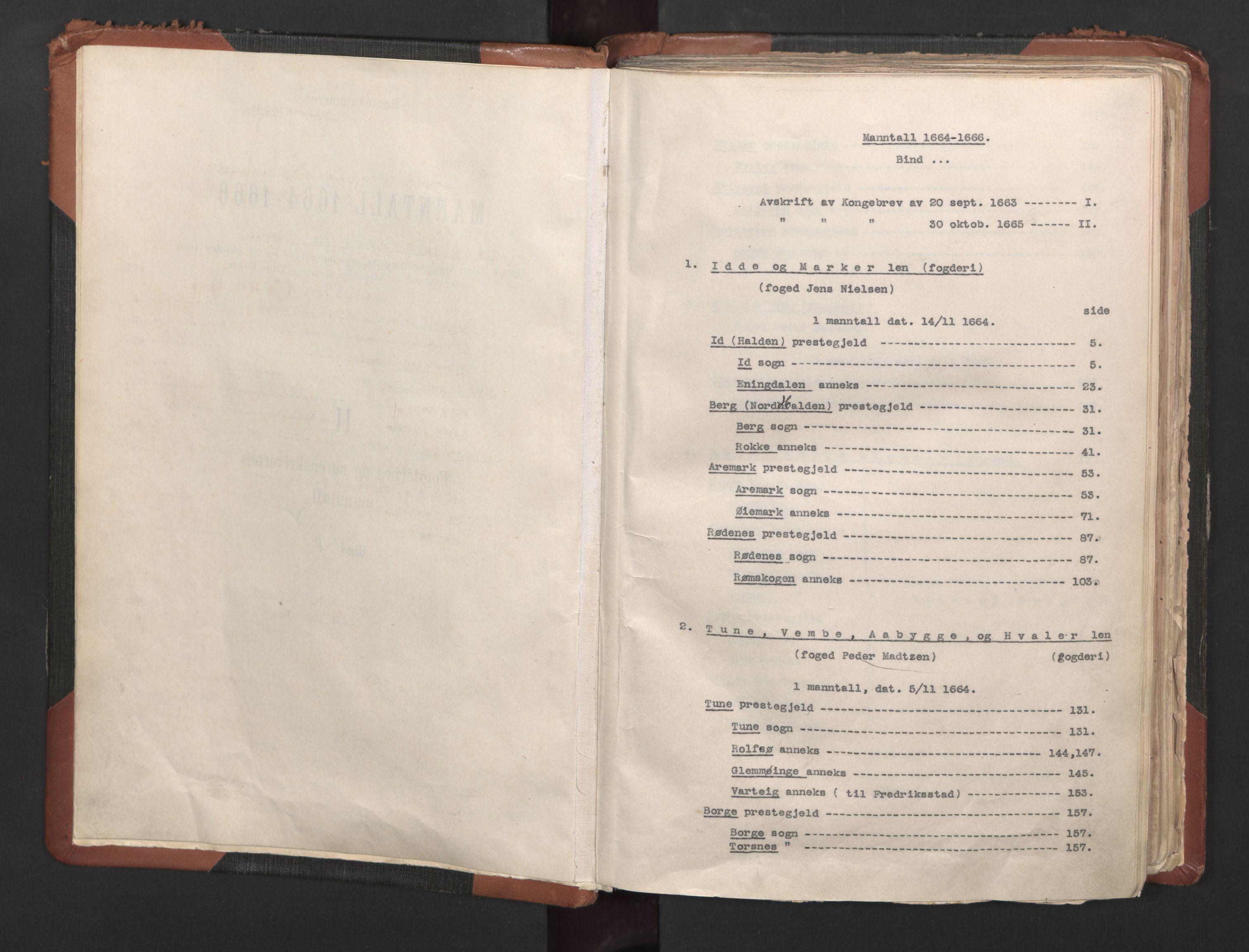 RA, Bailiff's Census 1664-1666, no. 1: Modern Østfold county, 1664