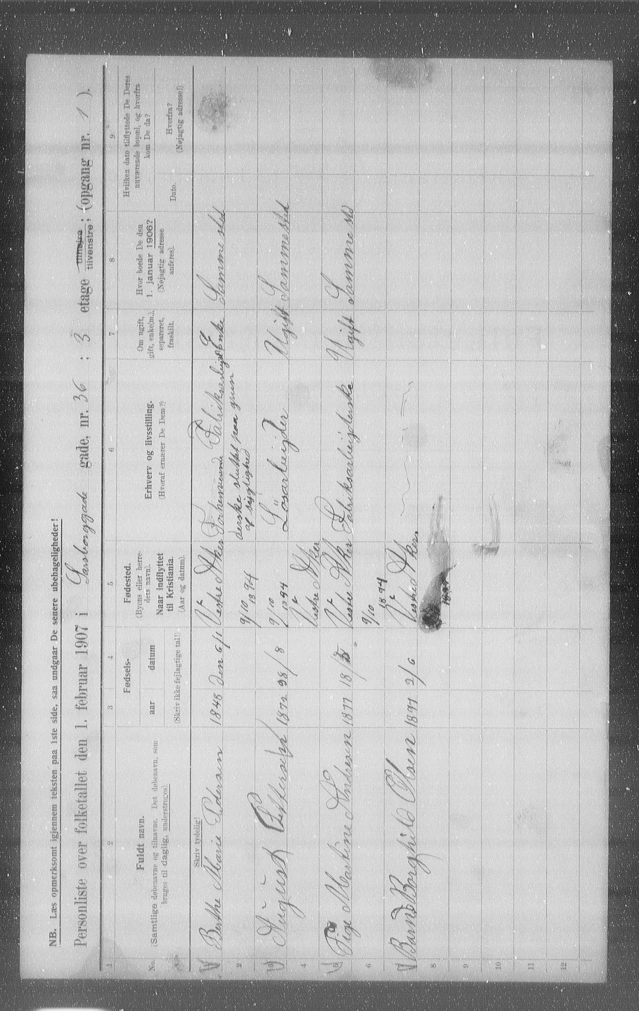 OBA, Municipal Census 1907 for Kristiania, 1907, p. 45642