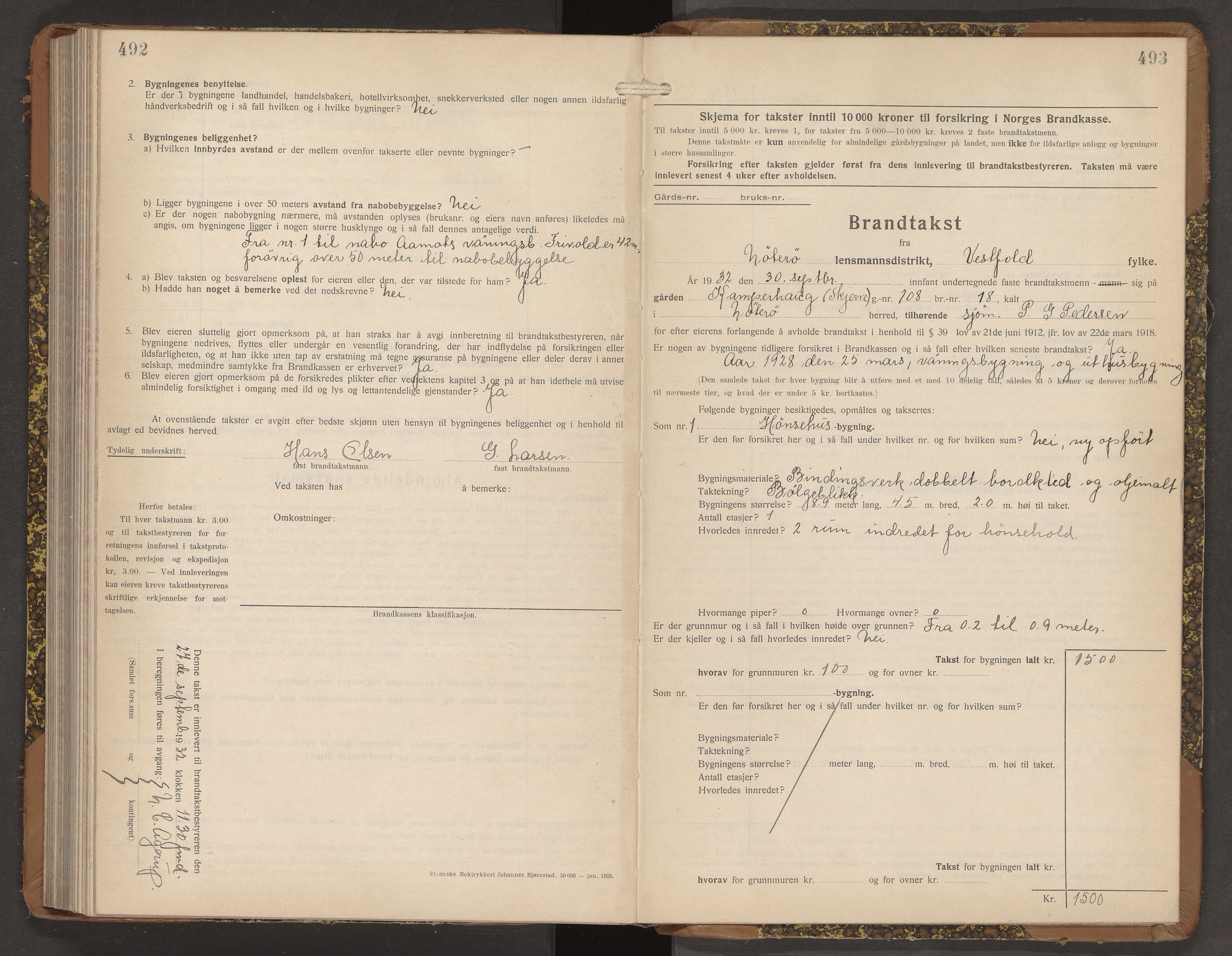 Nøtterøy lensmannskontor, AV/SAKO-A-540/Y/Yg/Ygb/L0008: Skjematakstprotokoll, 1928-1932, p. 492-493