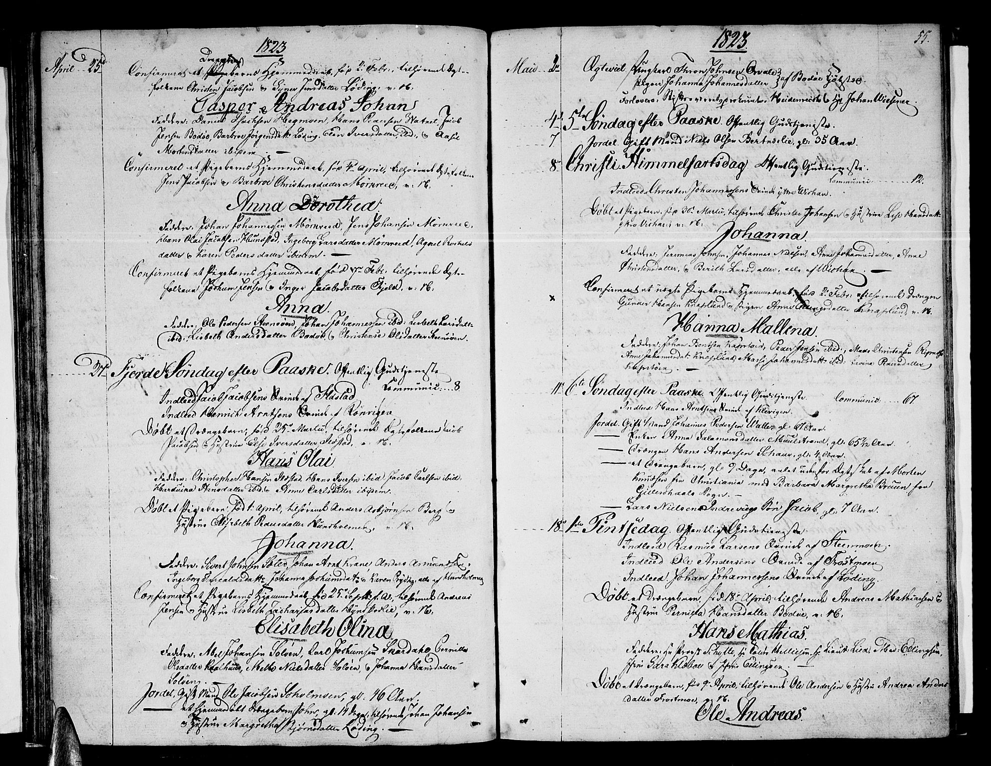 Ministerialprotokoller, klokkerbøker og fødselsregistre - Nordland, SAT/A-1459/801/L0005: Parish register (official) no. 801A05, 1818-1834, p. 55
