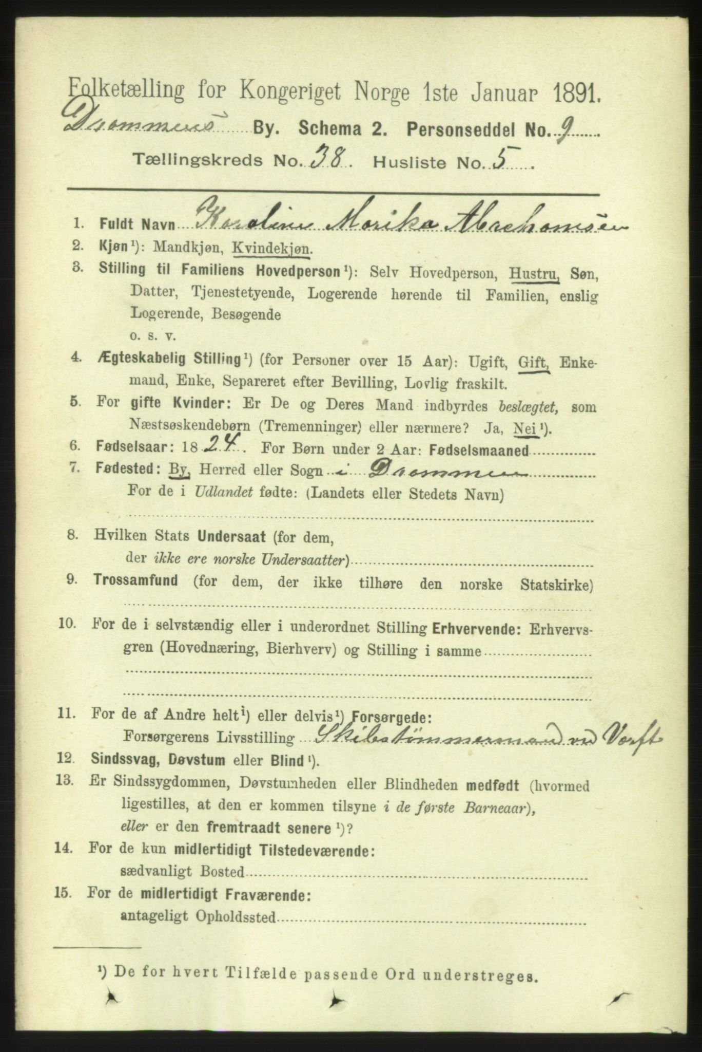 RA, 1891 census for 0602 Drammen, 1891, p. 22990