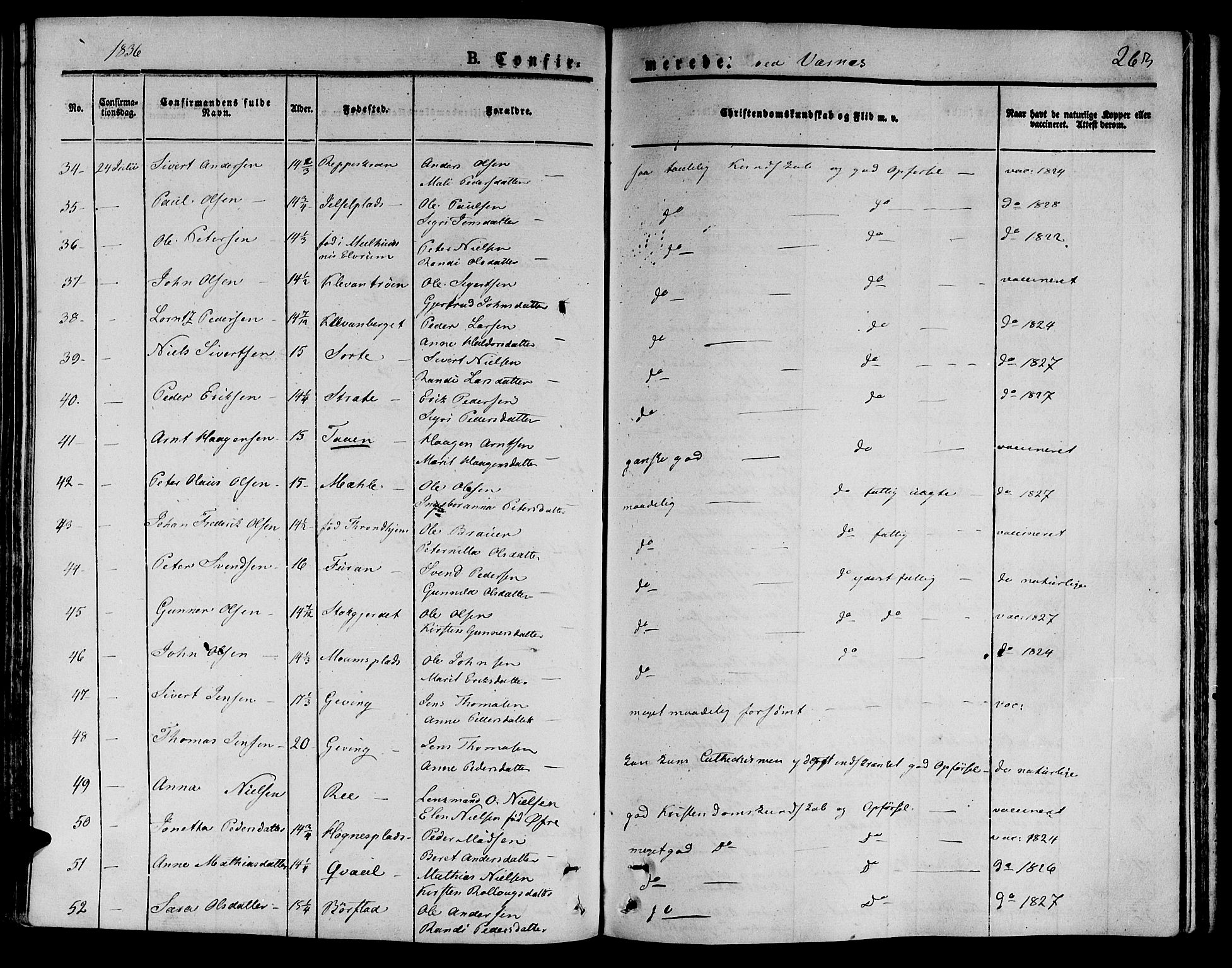 Ministerialprotokoller, klokkerbøker og fødselsregistre - Nord-Trøndelag, SAT/A-1458/709/L0071: Parish register (official) no. 709A11, 1833-1844, p. 263