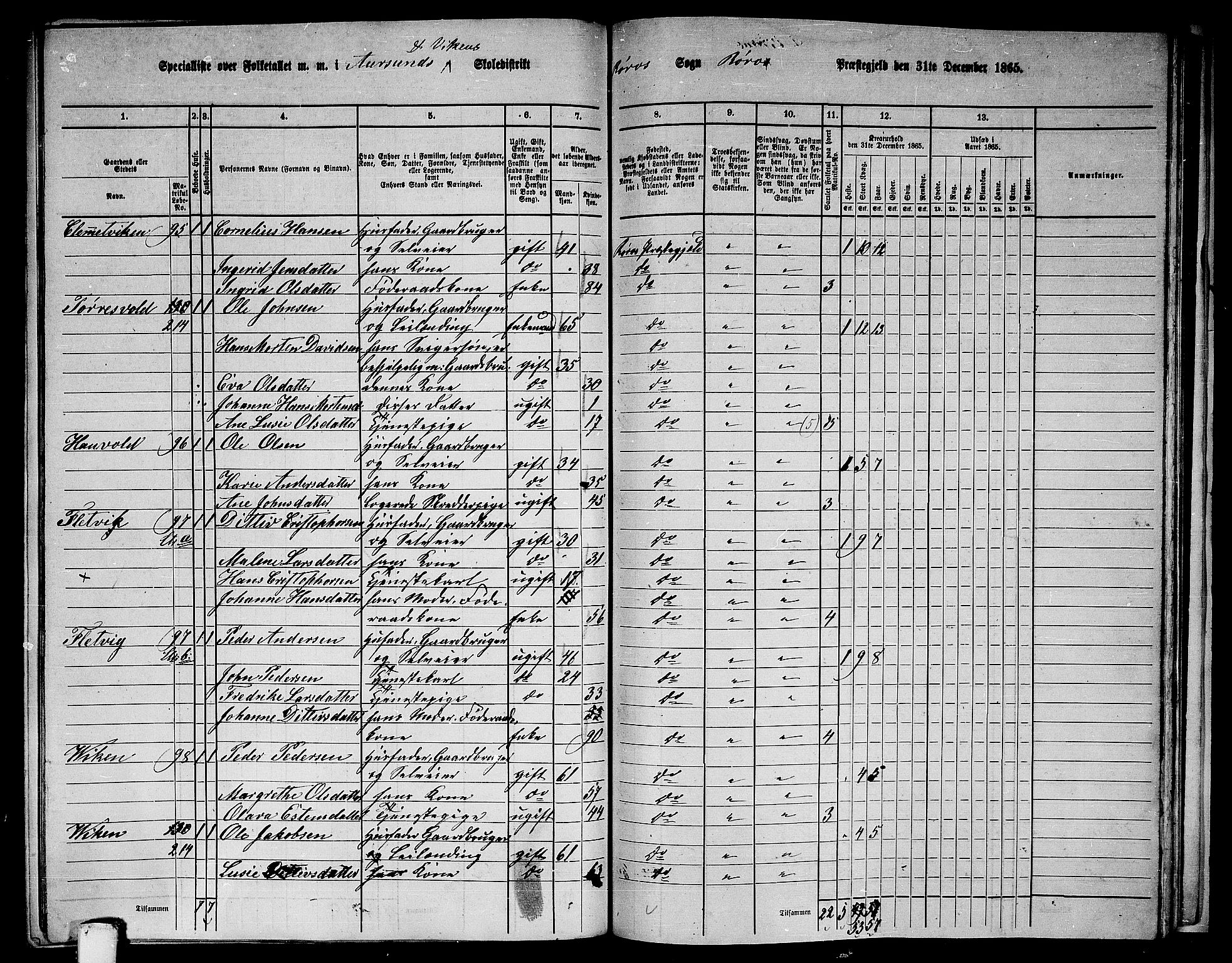 RA, 1865 census for Røros, 1865, p. 133