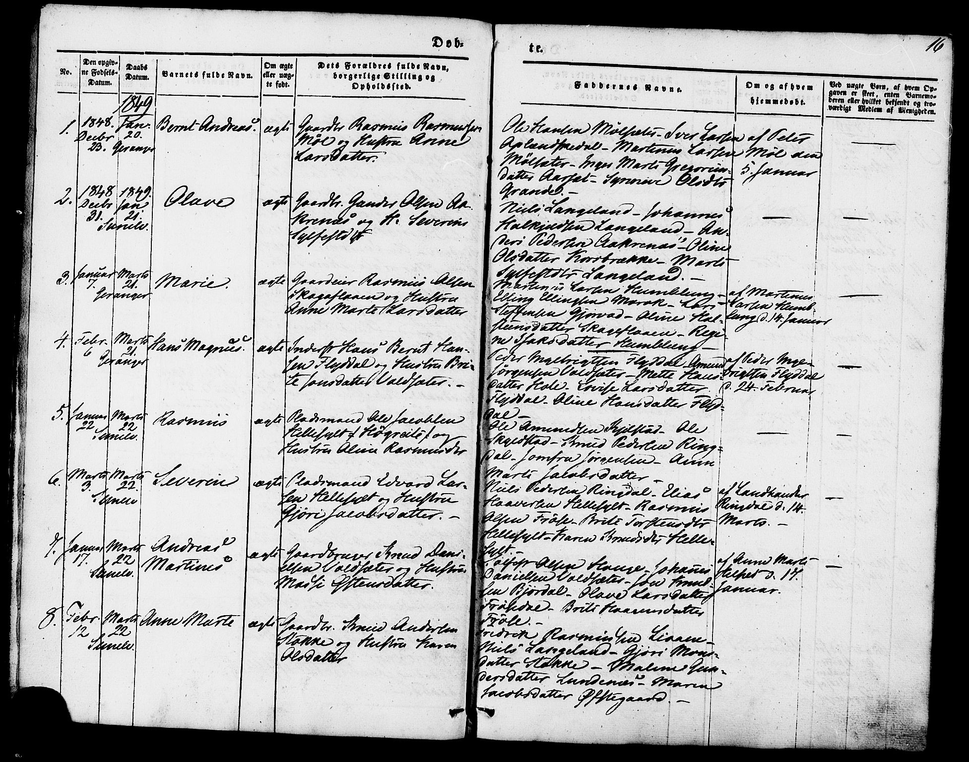 Ministerialprotokoller, klokkerbøker og fødselsregistre - Møre og Romsdal, SAT/A-1454/517/L0222: Parish register (official) no. 517A02, 1846-1862, p. 16
