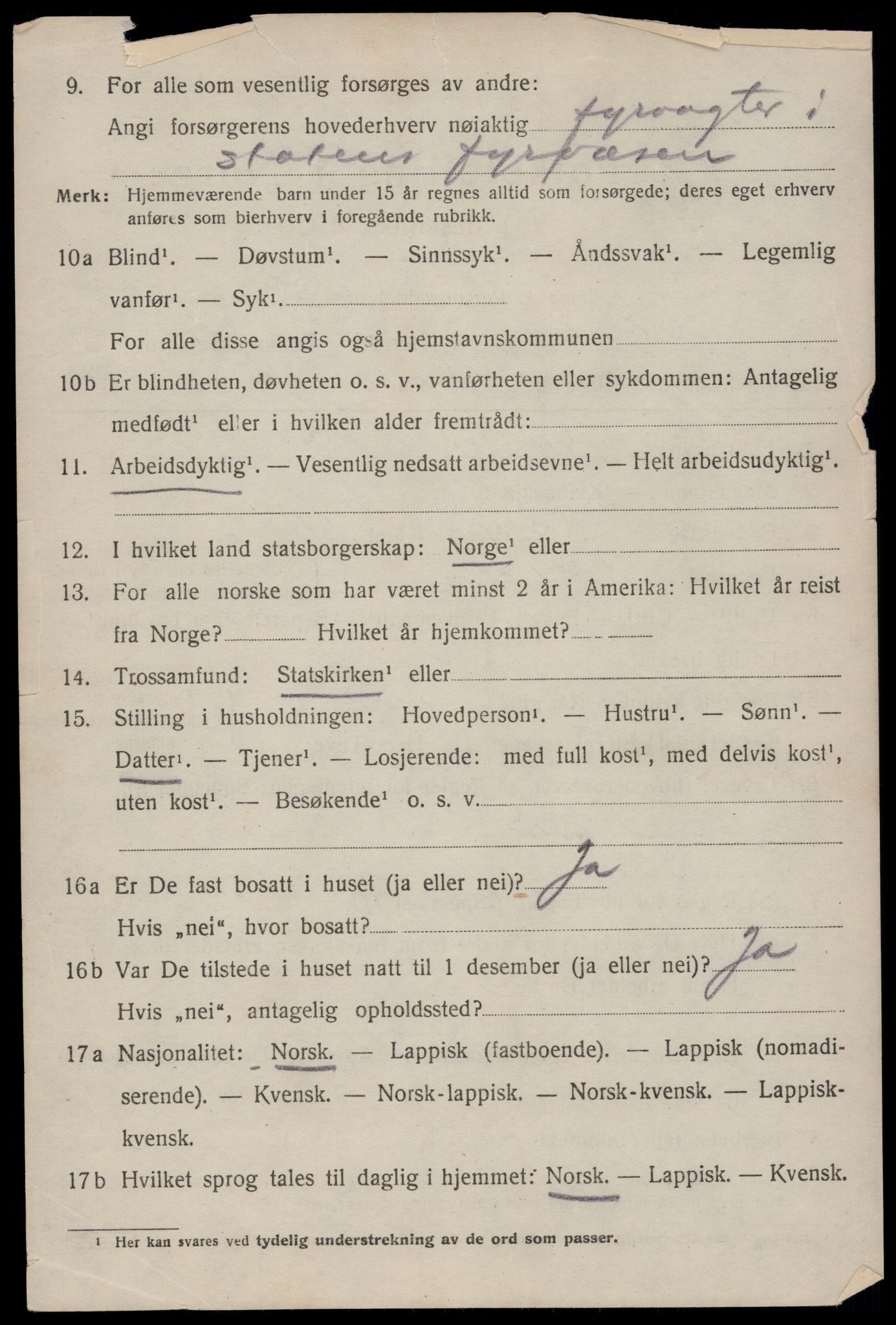 SAT, 1920 census for Værøy, 1920, p. 2226