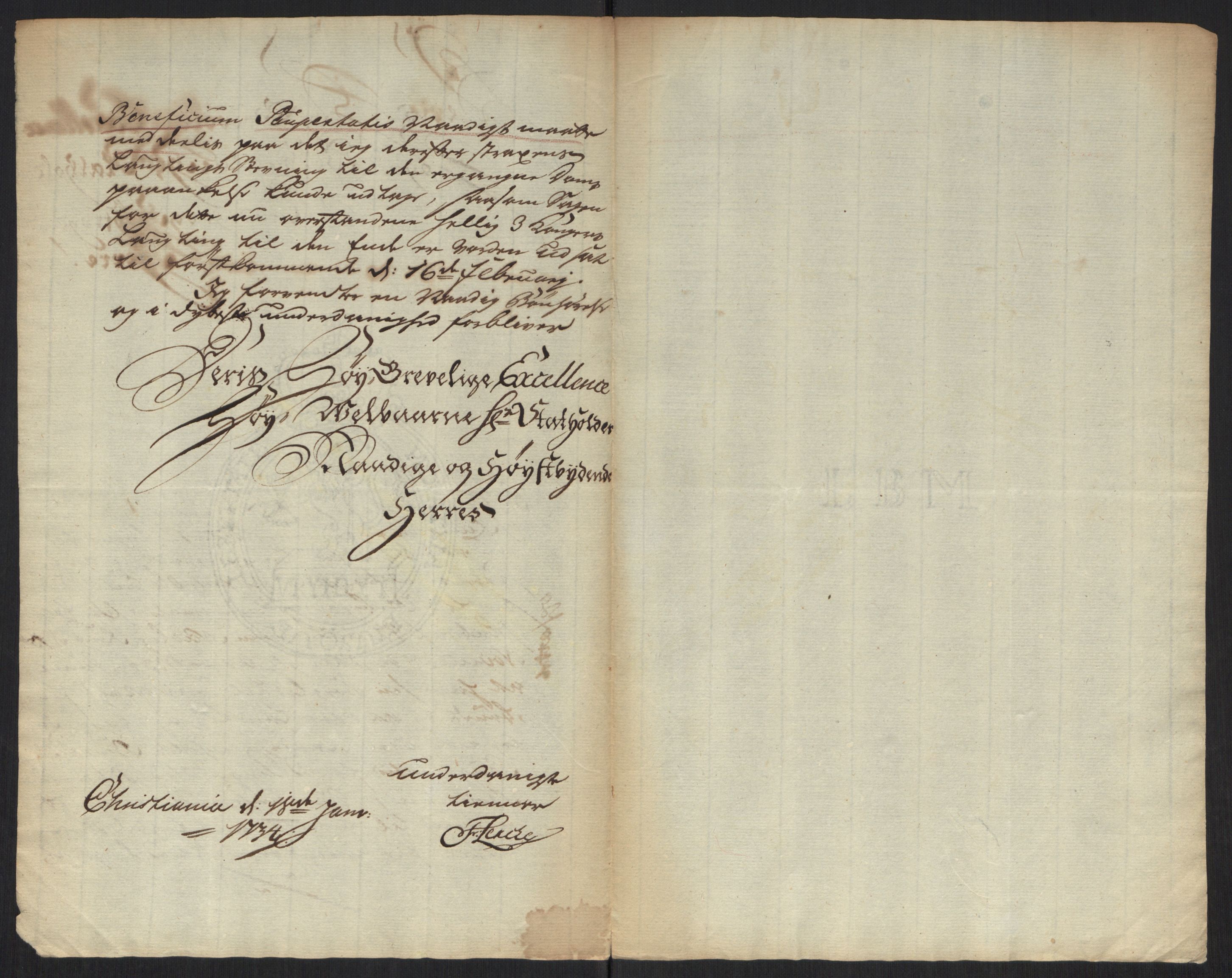 Stattholderembetet 1572-1771, AV/RA-EA-2870/Ef/L0107: Brev fra embetsmenn og andre, 1733-1734, p. 161