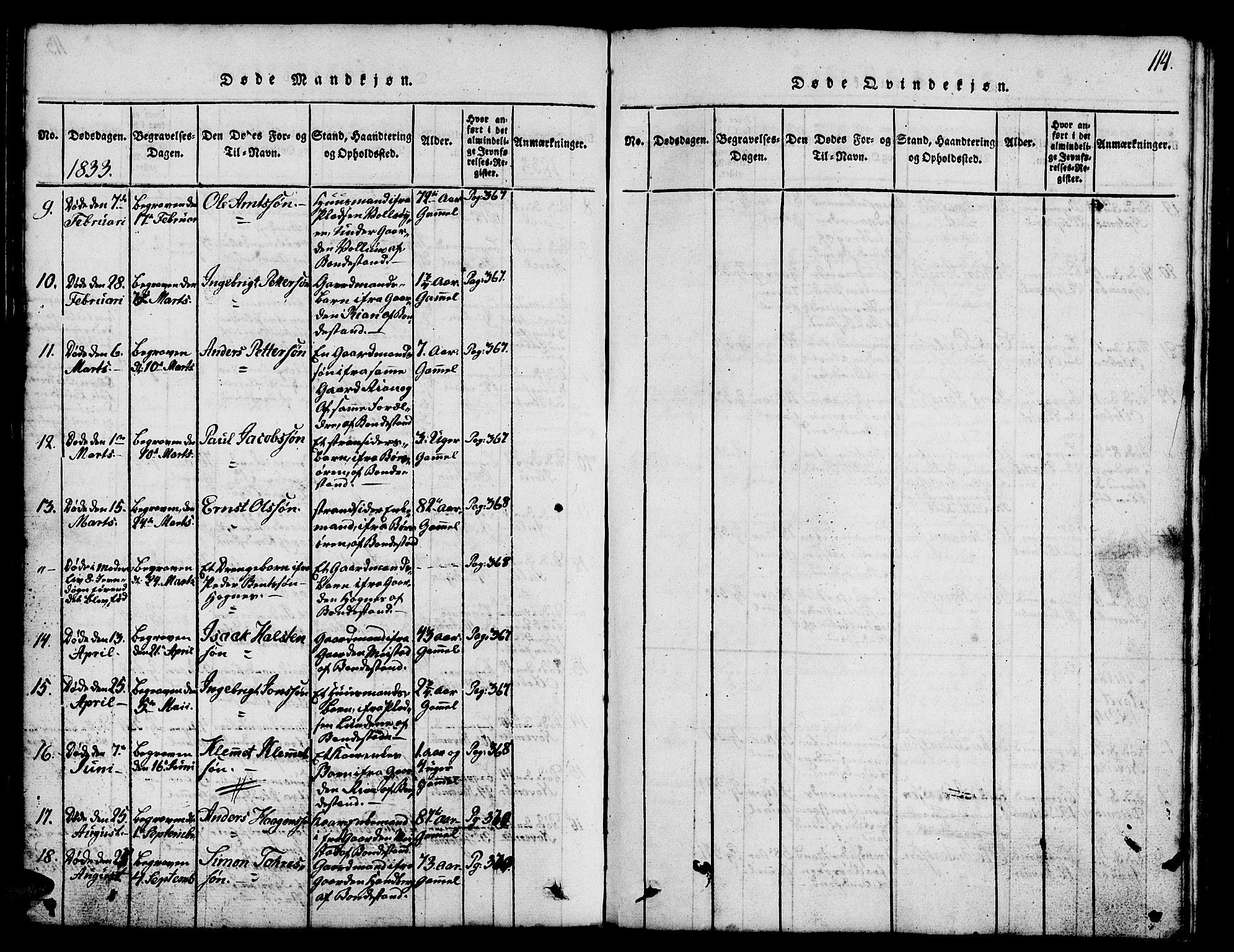 Ministerialprotokoller, klokkerbøker og fødselsregistre - Sør-Trøndelag, SAT/A-1456/665/L0776: Parish register (copy) no. 665C01, 1817-1837, p. 114