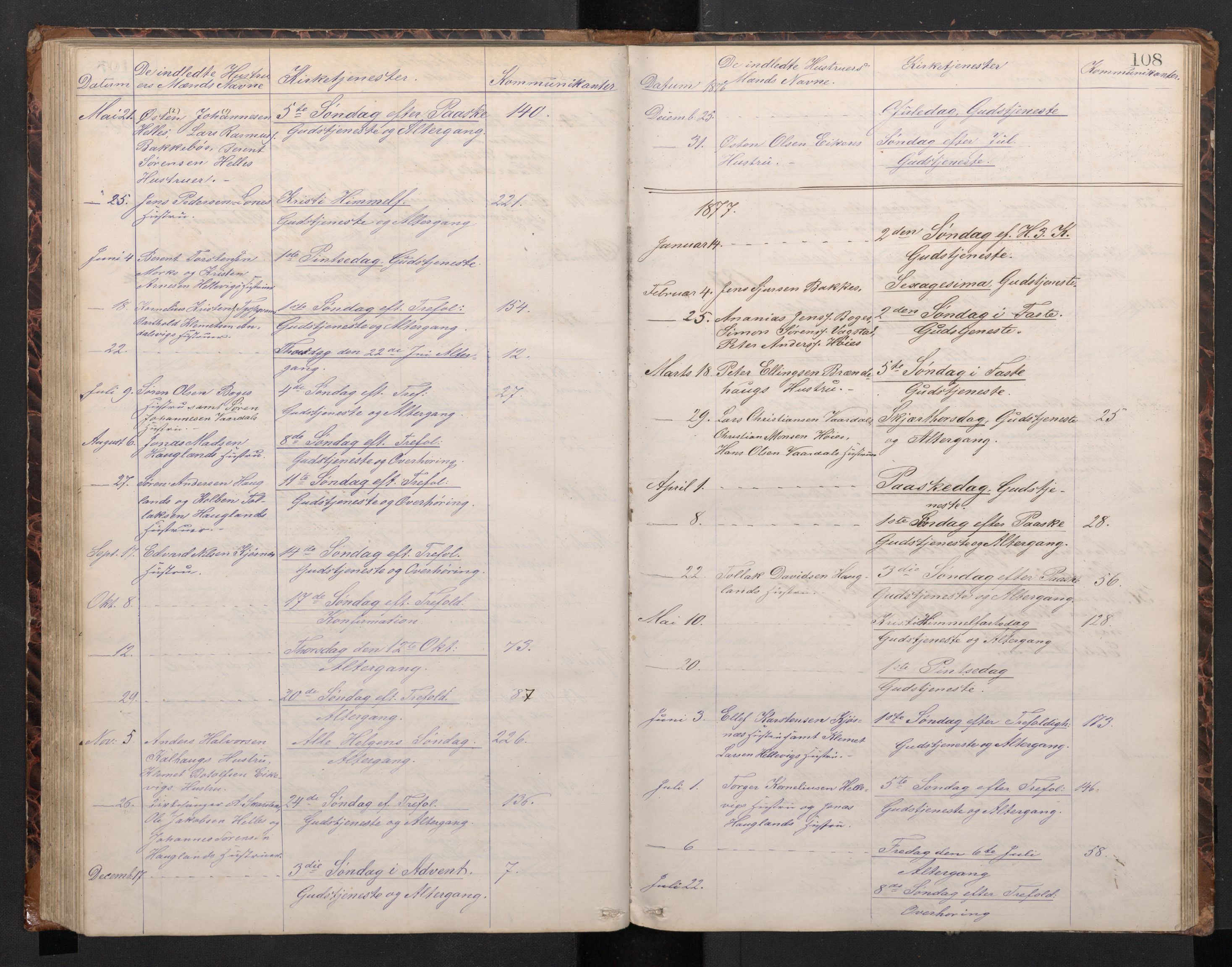 Fjaler sokneprestembete, AV/SAB-A-79801/H/Hab/Habb/L0001: Parish register (copy) no. B 1, 1865-1894, p. 107b-108a