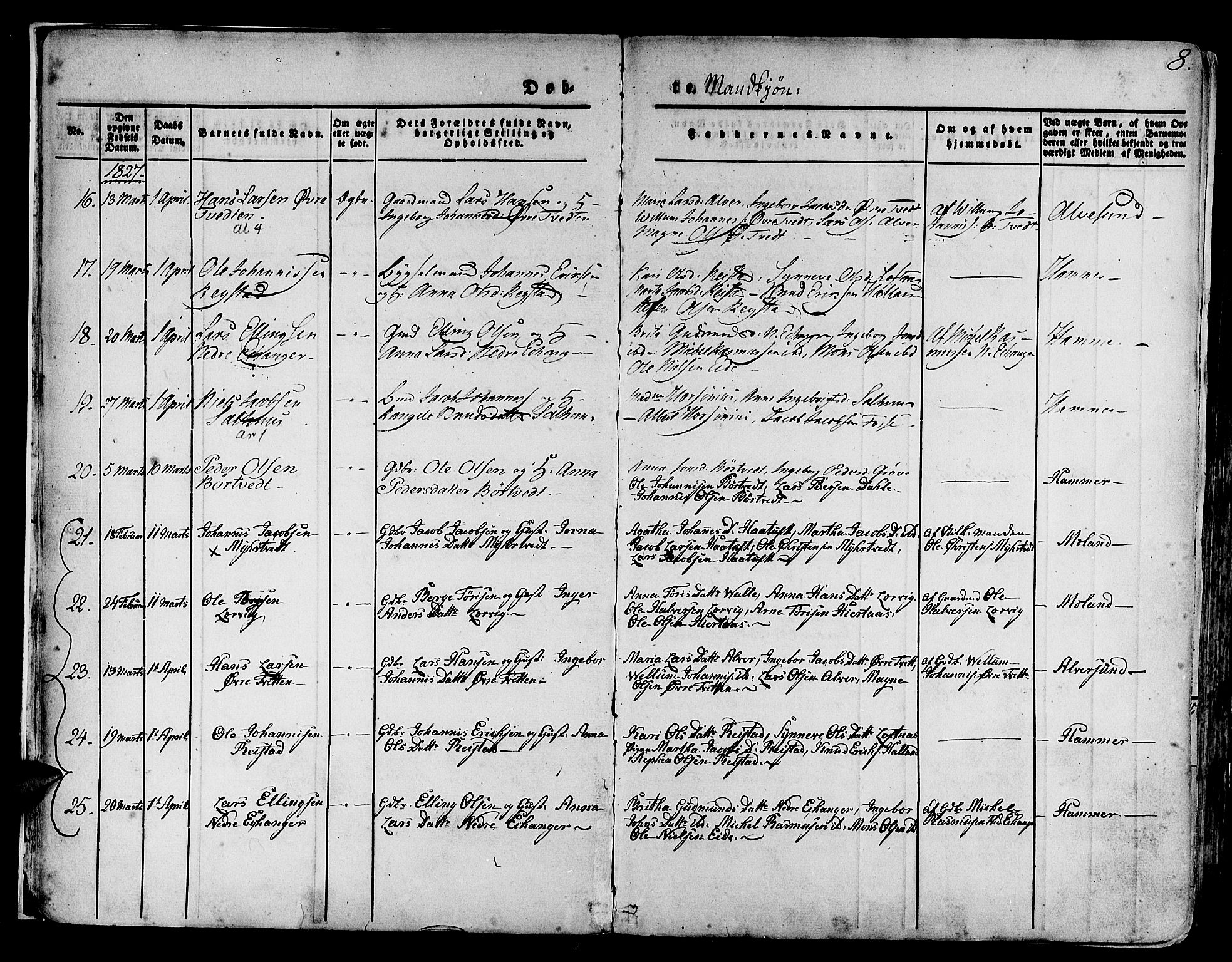Hamre sokneprestembete, SAB/A-75501/H/Ha/Haa/Haaa/L0011: Parish register (official) no. A 11, 1826-1834, p. 8