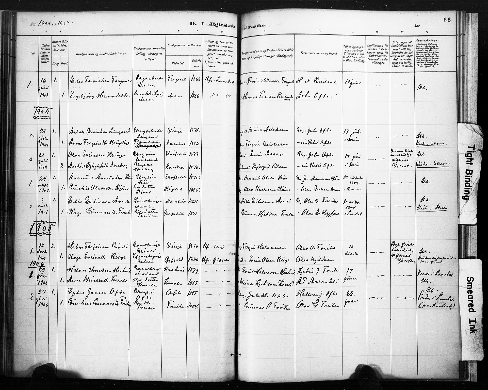 Lårdal kirkebøker, SAKO/A-284/F/Fc/L0002: Parish register (official) no. III 2, 1887-1906, p. 66