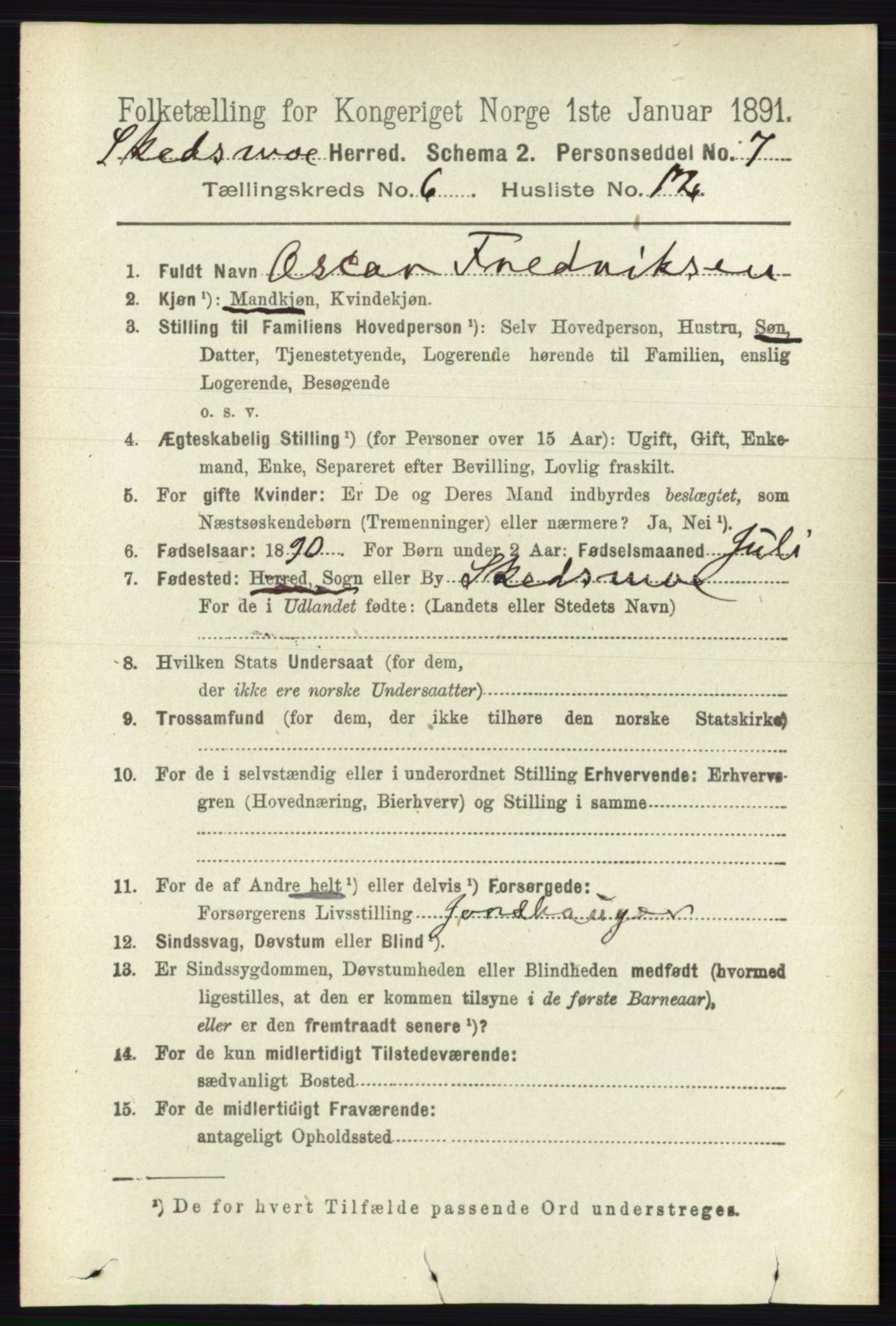 RA, 1891 census for 0231 Skedsmo, 1891, p. 2800