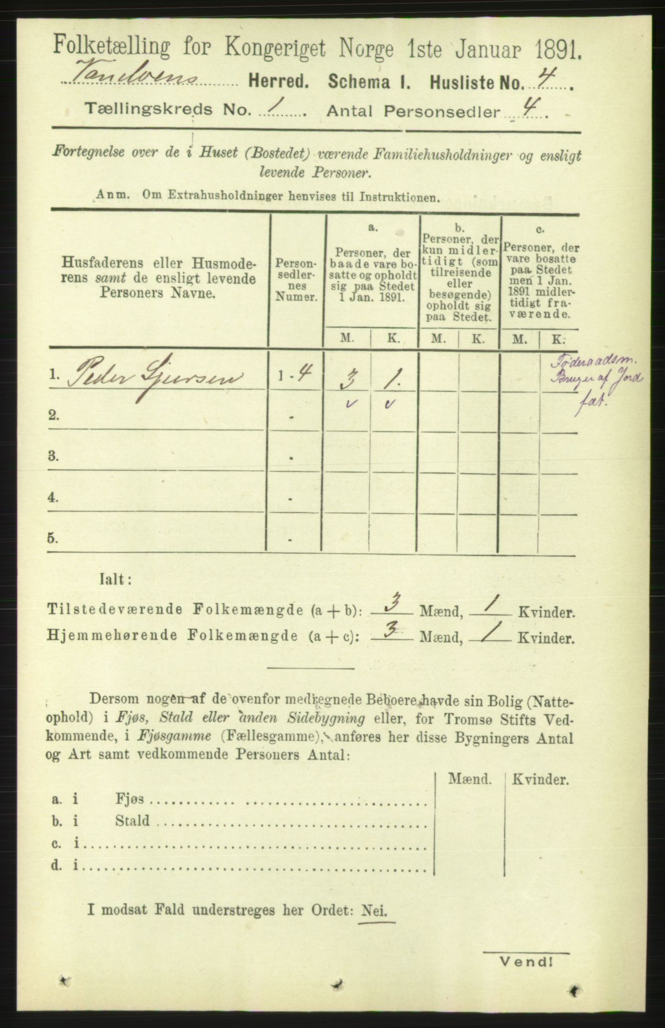 RA, 1891 census for 1511 Vanylven, 1891, p. 24