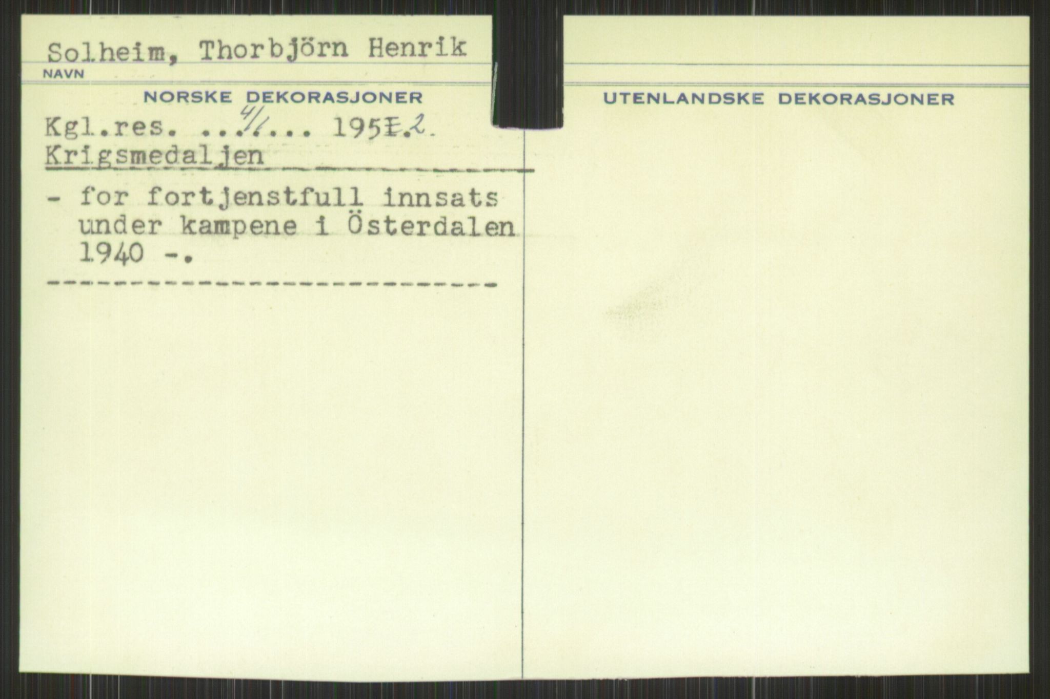 Forsvaret, Krigsdekorasjonskanselliet, RA/RAFA-5156/G/Gd/L0001: Diverse registre, 1944-1956, p. 685