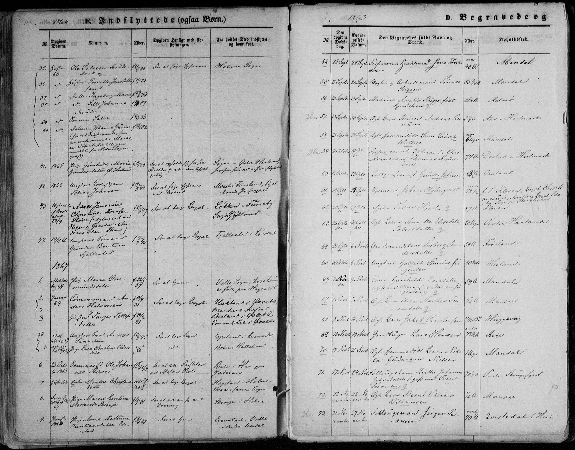Mandal sokneprestkontor, SAK/1111-0030/F/Fa/Faa/L0014: Parish register (official) no. A 14, 1859-1872