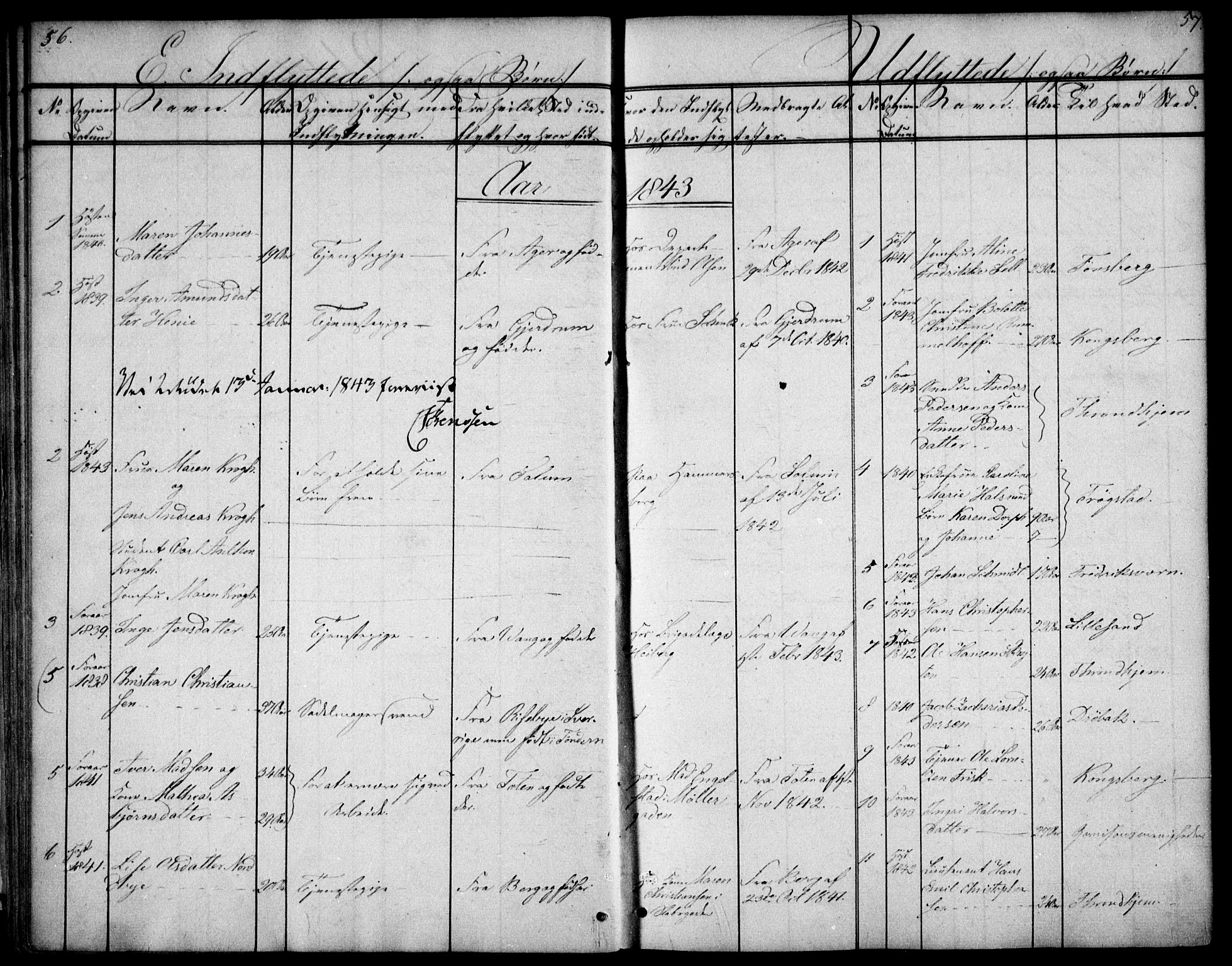 Oslo domkirke Kirkebøker, SAO/A-10752/F/Fa/L0028: Parish register (official) no. 28, 1840-1876, p. 56-57
