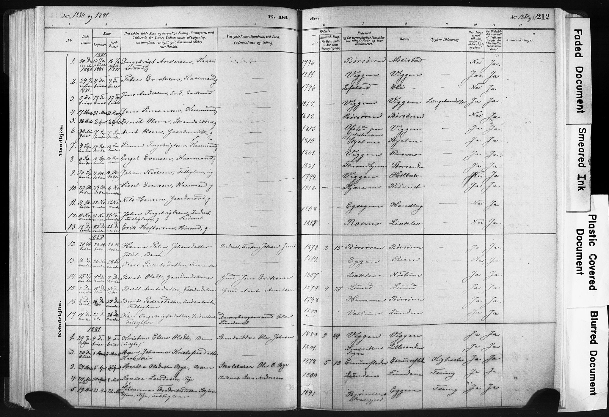 Ministerialprotokoller, klokkerbøker og fødselsregistre - Sør-Trøndelag, SAT/A-1456/665/L0773: Parish register (official) no. 665A08, 1879-1905, p. 212