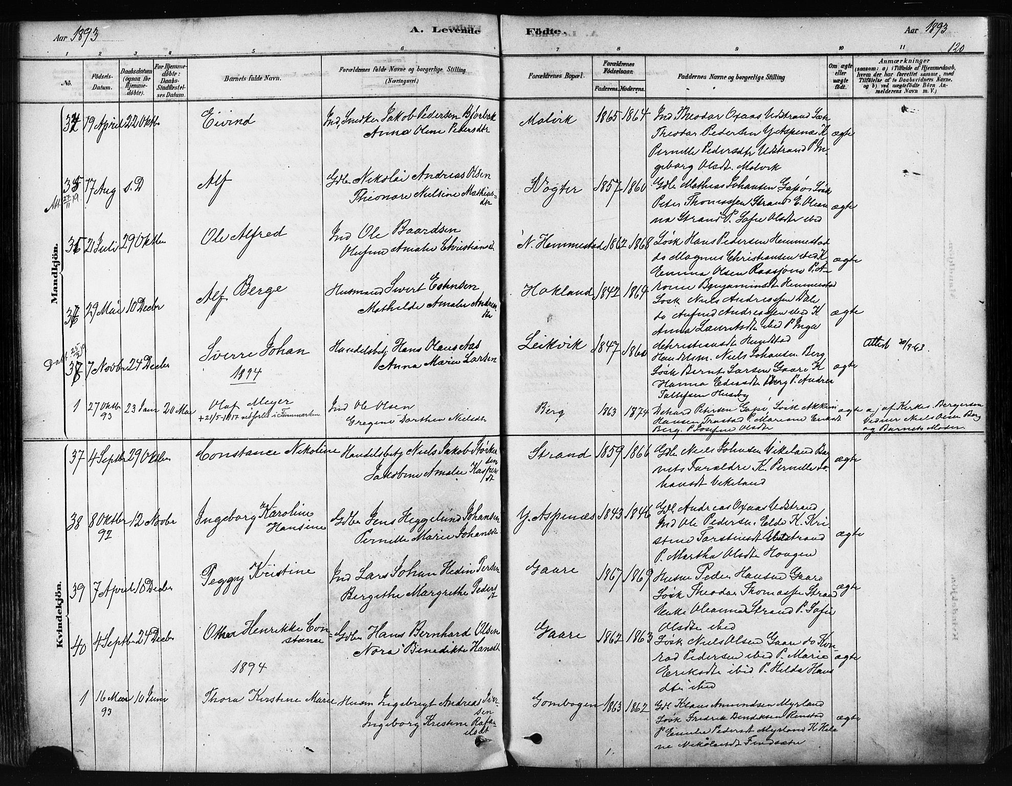 Kvæfjord sokneprestkontor, SATØ/S-1323/G/Ga/Gaa/L0005kirke: Parish register (official) no. 5, 1878-1894, p. 120