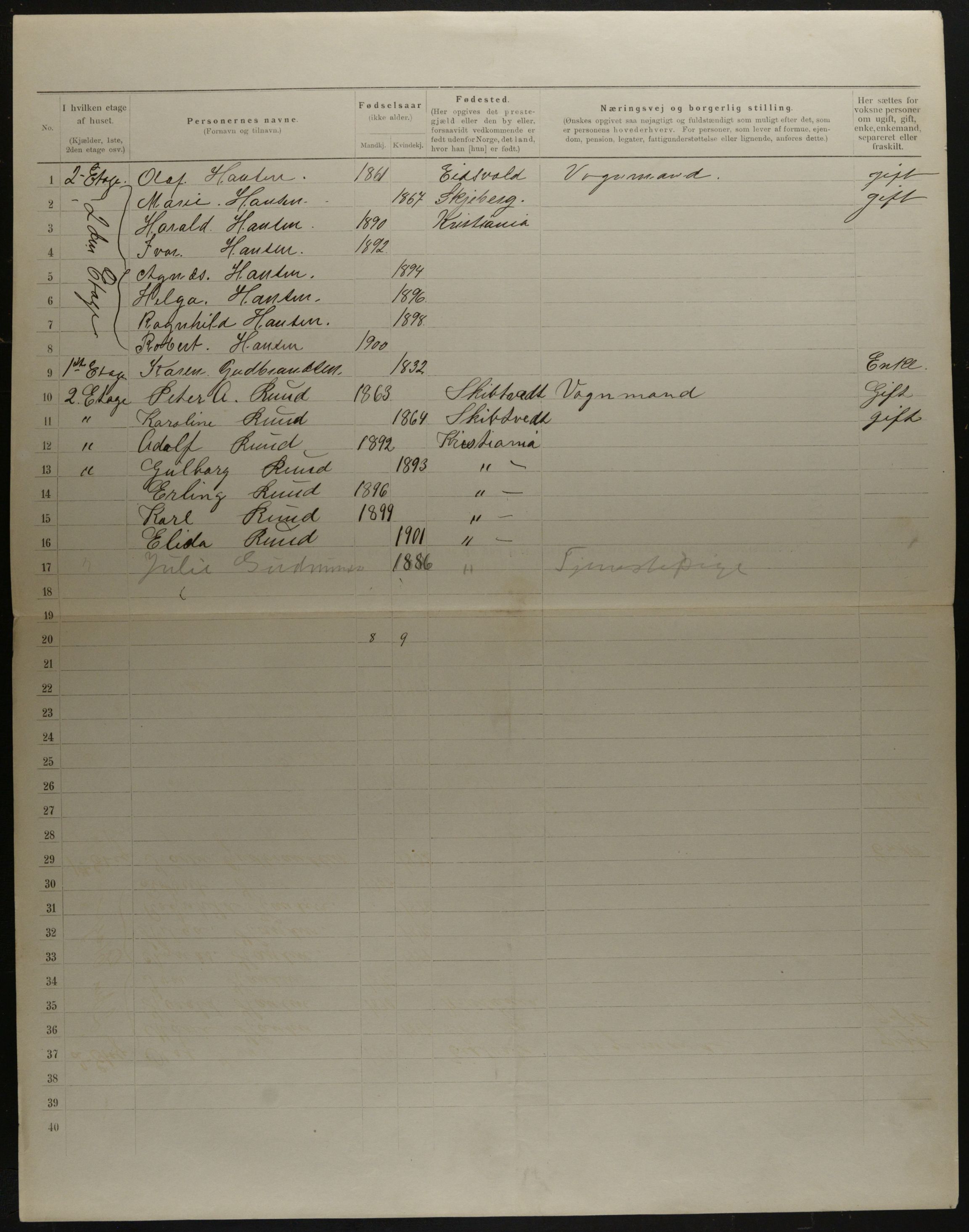 OBA, Municipal Census 1901 for Kristiania, 1901, p. 17805