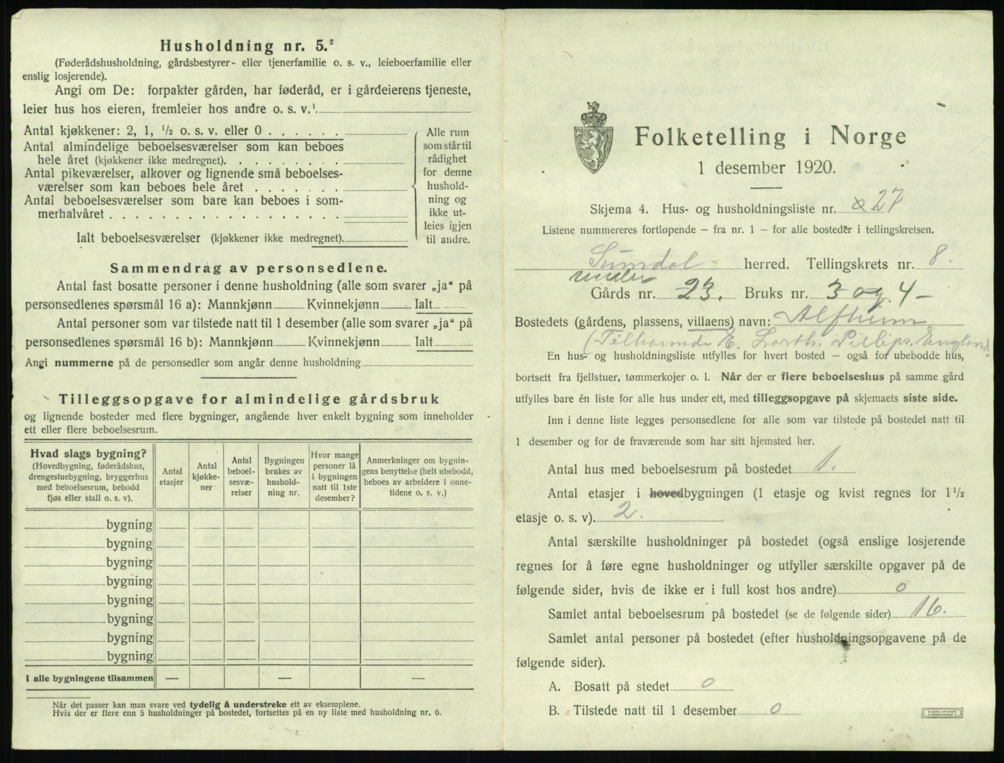 SAT, 1920 census for Sunndal, 1920, p. 788