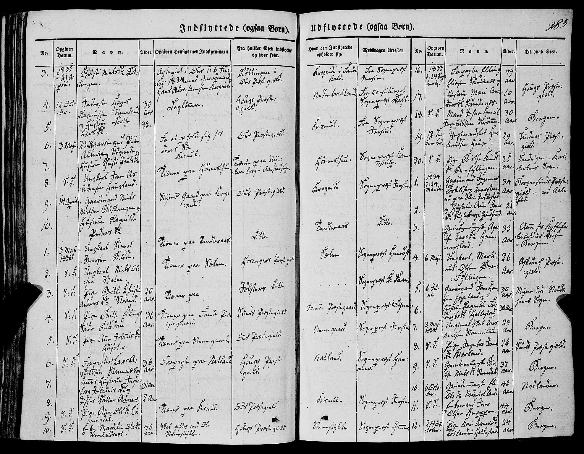 Fana Sokneprestembete, SAB/A-75101/H/Haa/Haaa/L0008: Parish register (official) no. A 8, 1829-1851, p. 285