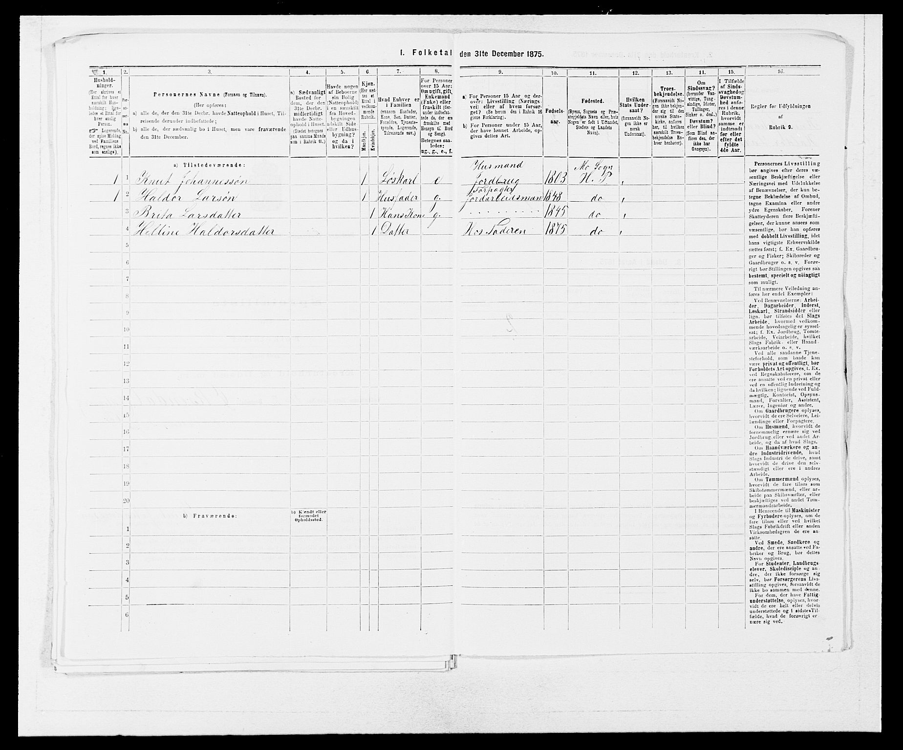 SAB, 1875 census for 1253P Hosanger, 1875, p. 555