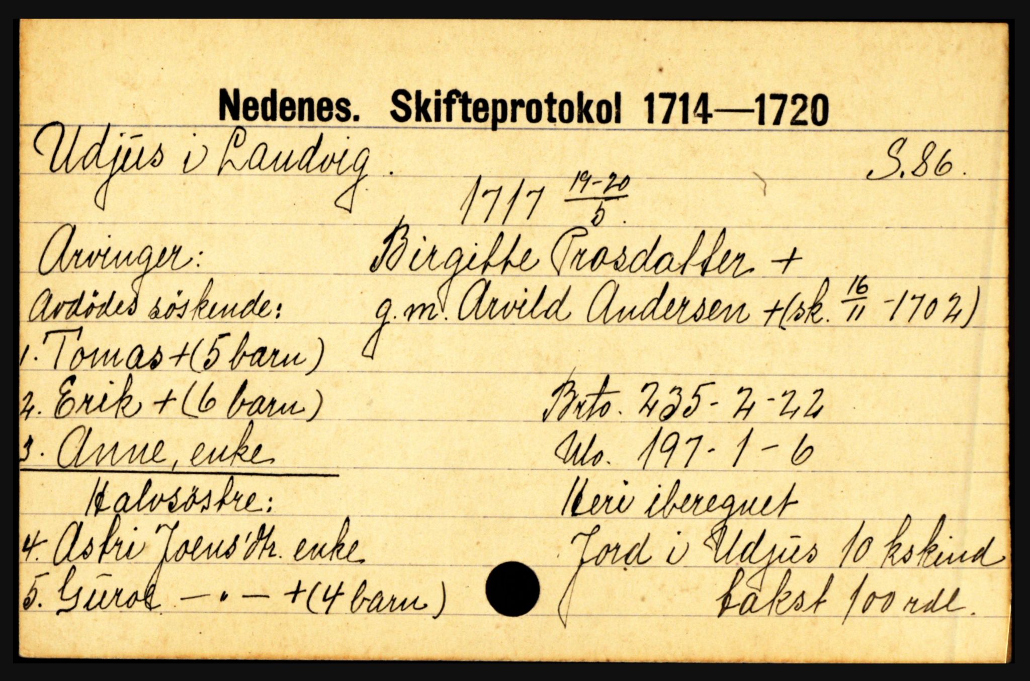 Nedenes sorenskriveri før 1824, AV/SAK-1221-0007/H, p. 31977