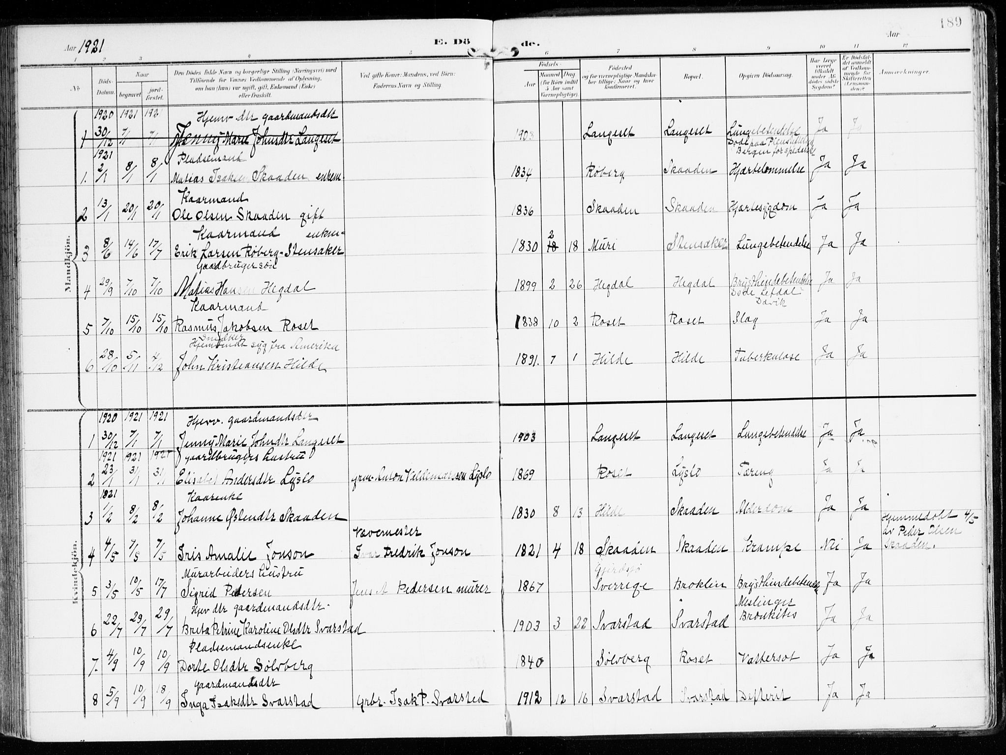 Innvik sokneprestembete, AV/SAB-A-80501: Parish register (official) no. B 2, 1903-1929, p. 189