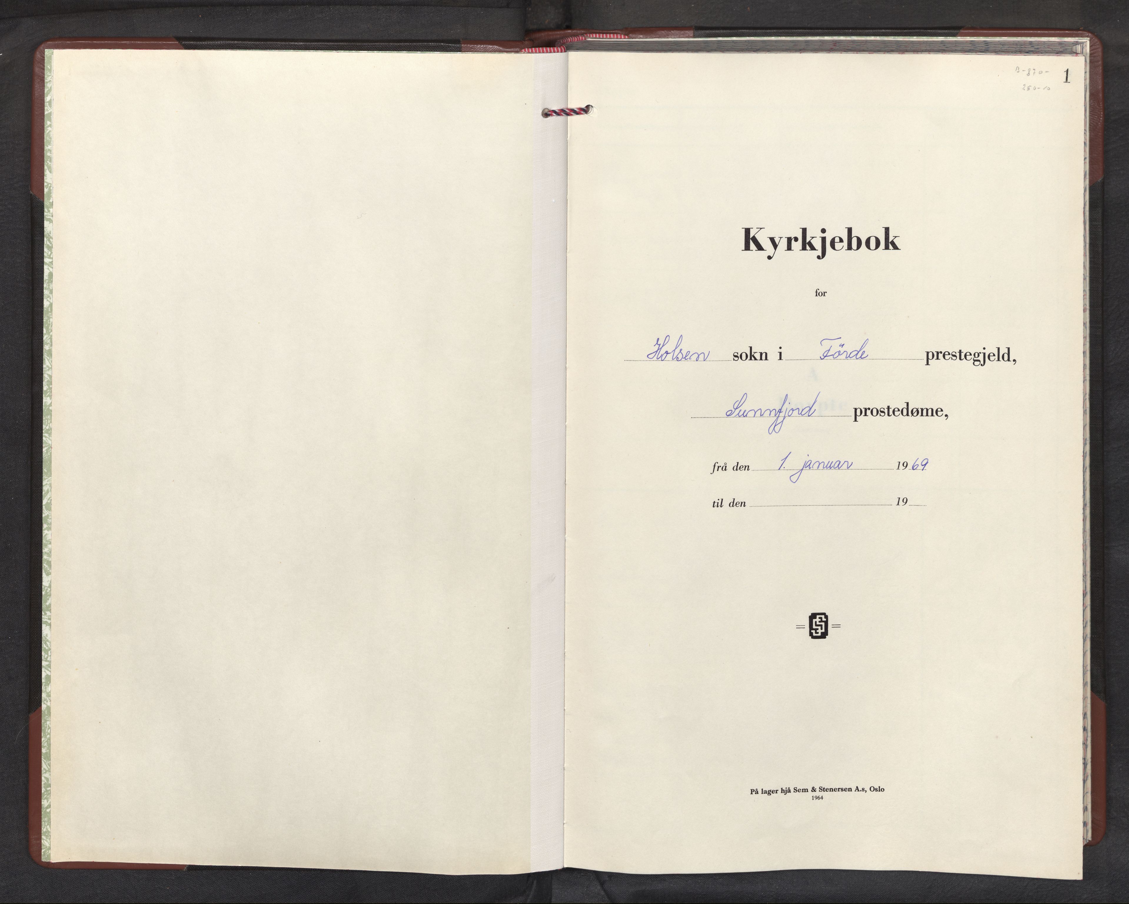 Førde sokneprestembete, SAB/A-79901/H/Hab/Habc/L0004: Parish register (copy) no. C 4, 1969-1979, p. 1