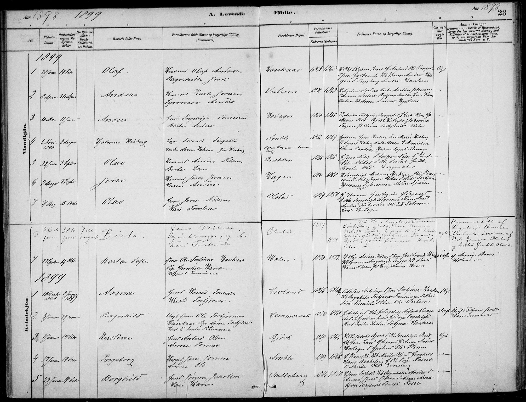 Sogndal sokneprestembete, AV/SAB-A-81301/H/Haa/Haad/L0001: Parish register (official) no. D  1, 1878-1907, p. 23