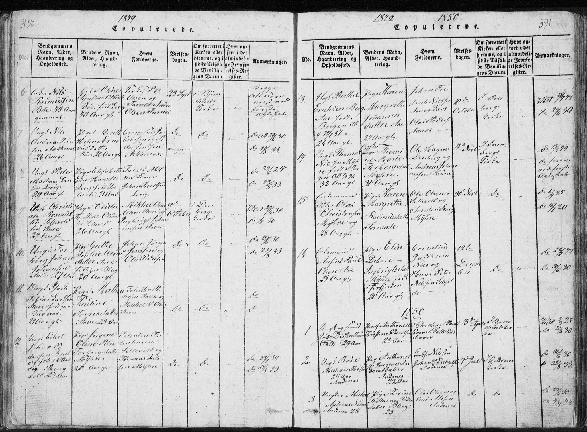 Ministerialprotokoller, klokkerbøker og fødselsregistre - Nordland, AV/SAT-A-1459/897/L1411: Parish register (copy) no. 897C01, 1820-1866, p. 390-391