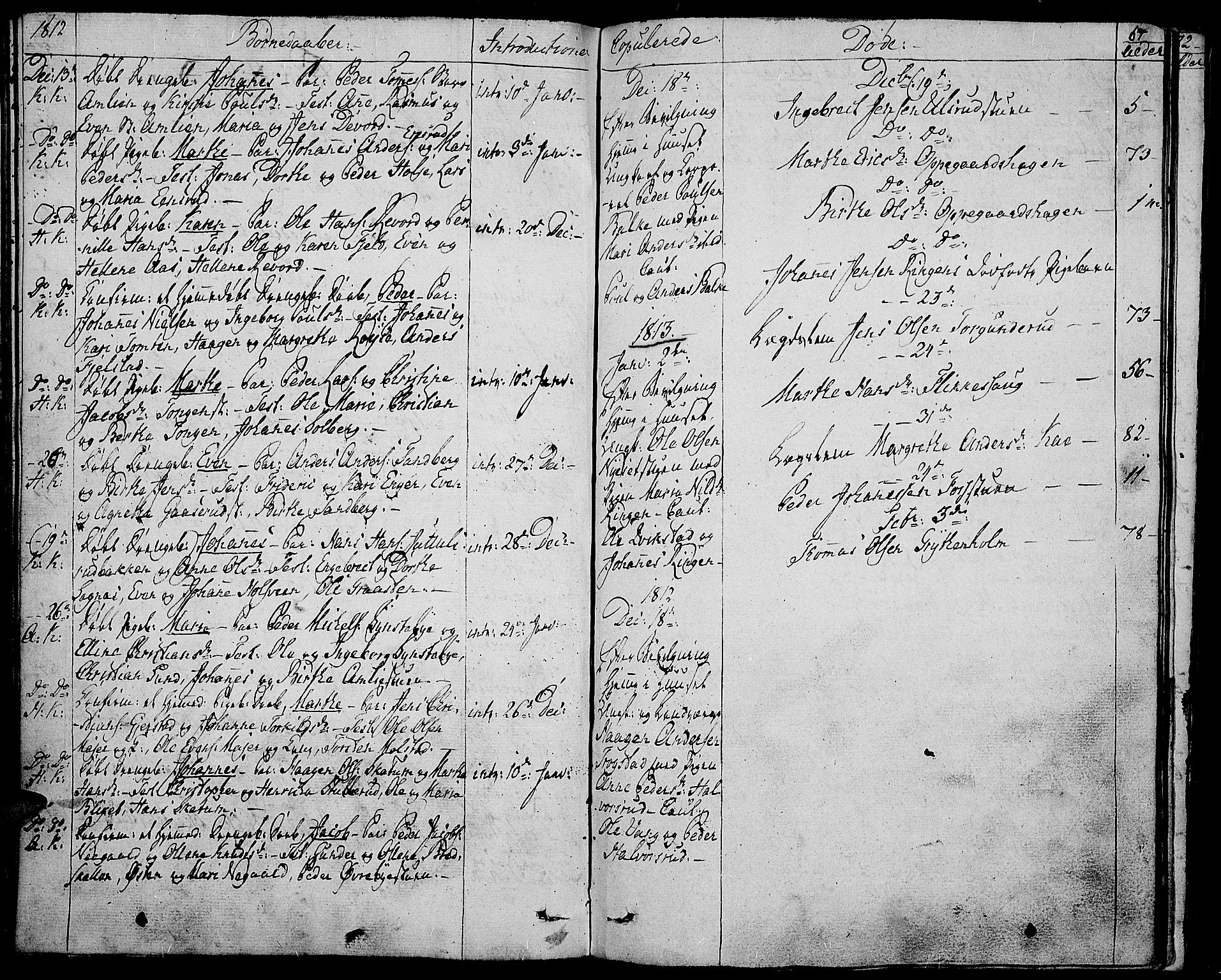 Toten prestekontor, SAH/PREST-102/H/Ha/Haa/L0008: Parish register (official) no. 8, 1809-1814, p. 67