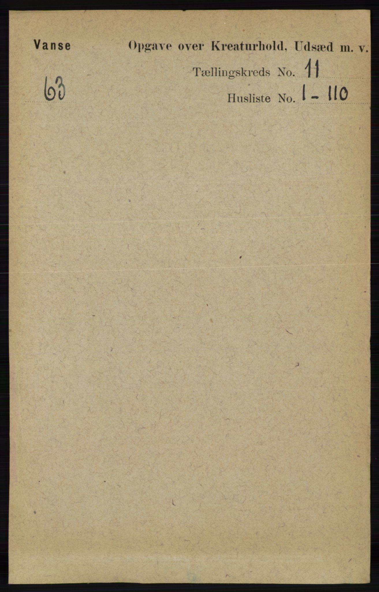 RA, 1891 census for 1041 Vanse, 1891, p. 9869