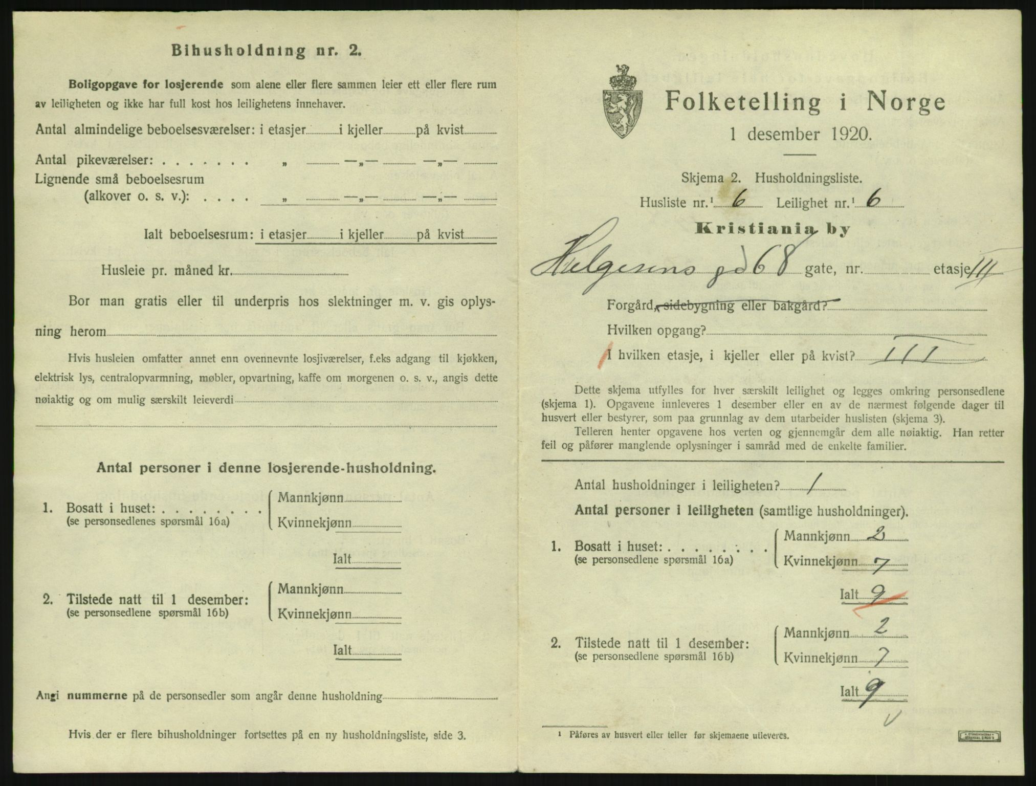 SAO, 1920 census for Kristiania, 1920, p. 39168