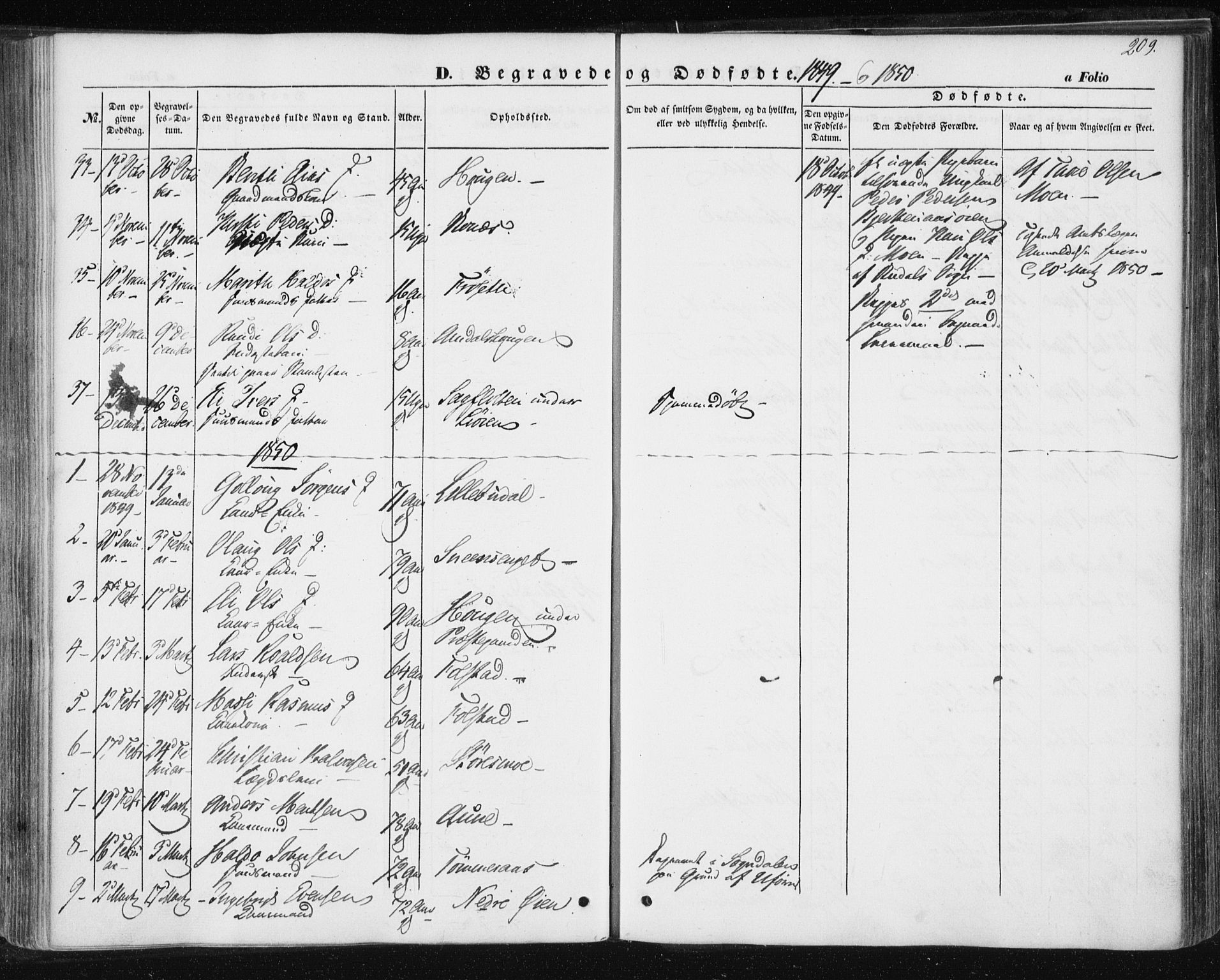 Ministerialprotokoller, klokkerbøker og fødselsregistre - Sør-Trøndelag, SAT/A-1456/687/L1000: Parish register (official) no. 687A06, 1848-1869, p. 209