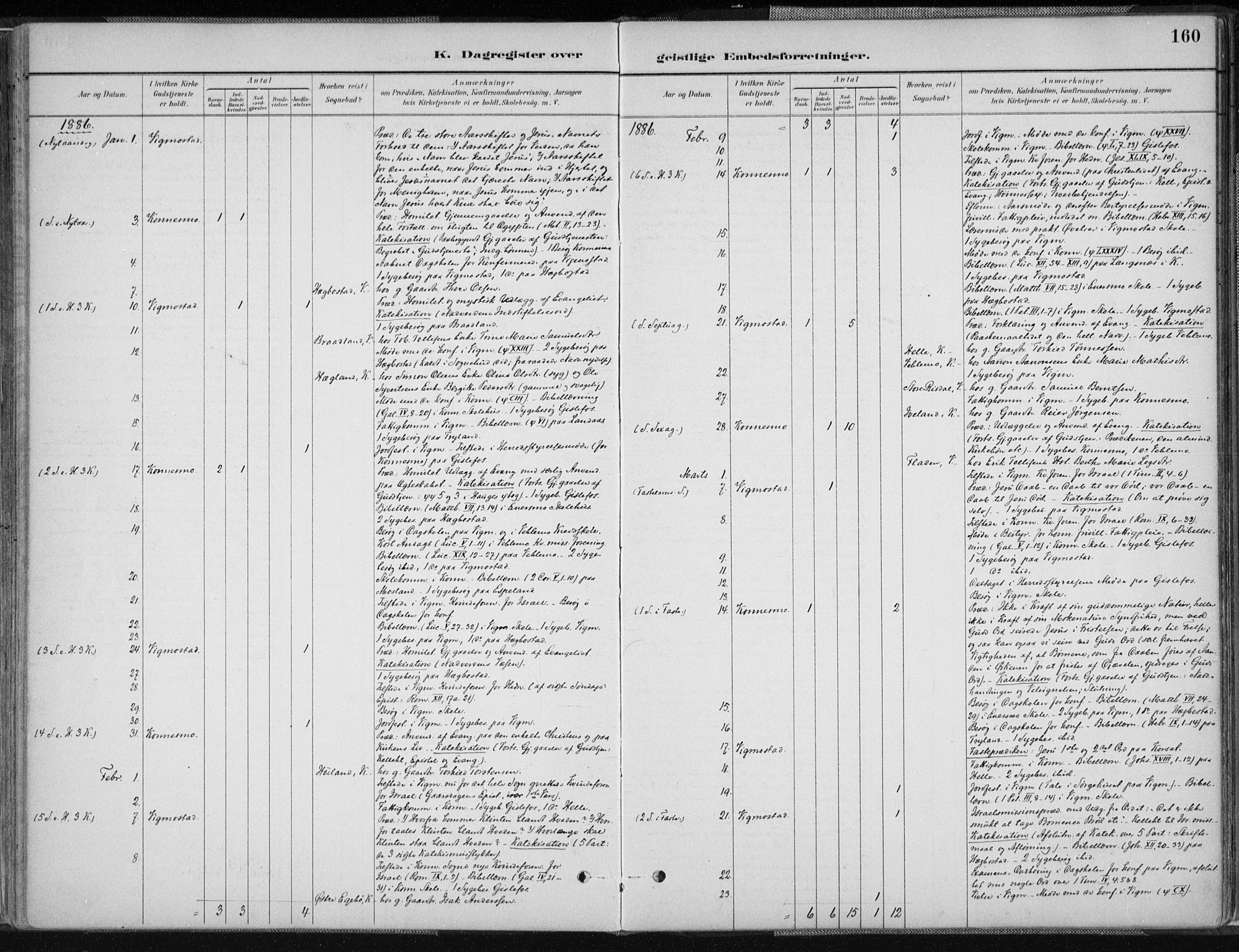 Nord-Audnedal sokneprestkontor, AV/SAK-1111-0032/F/Fa/Fab/L0003: Parish register (official) no. A 3, 1882-1900, p. 160