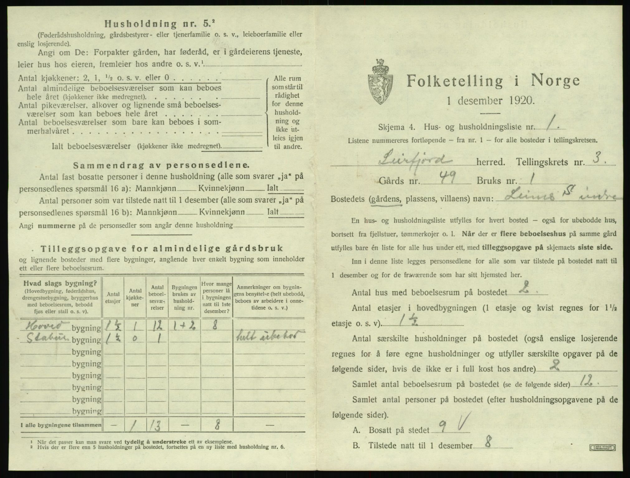 SAT, 1920 census for Leirfjord, 1920, p. 247