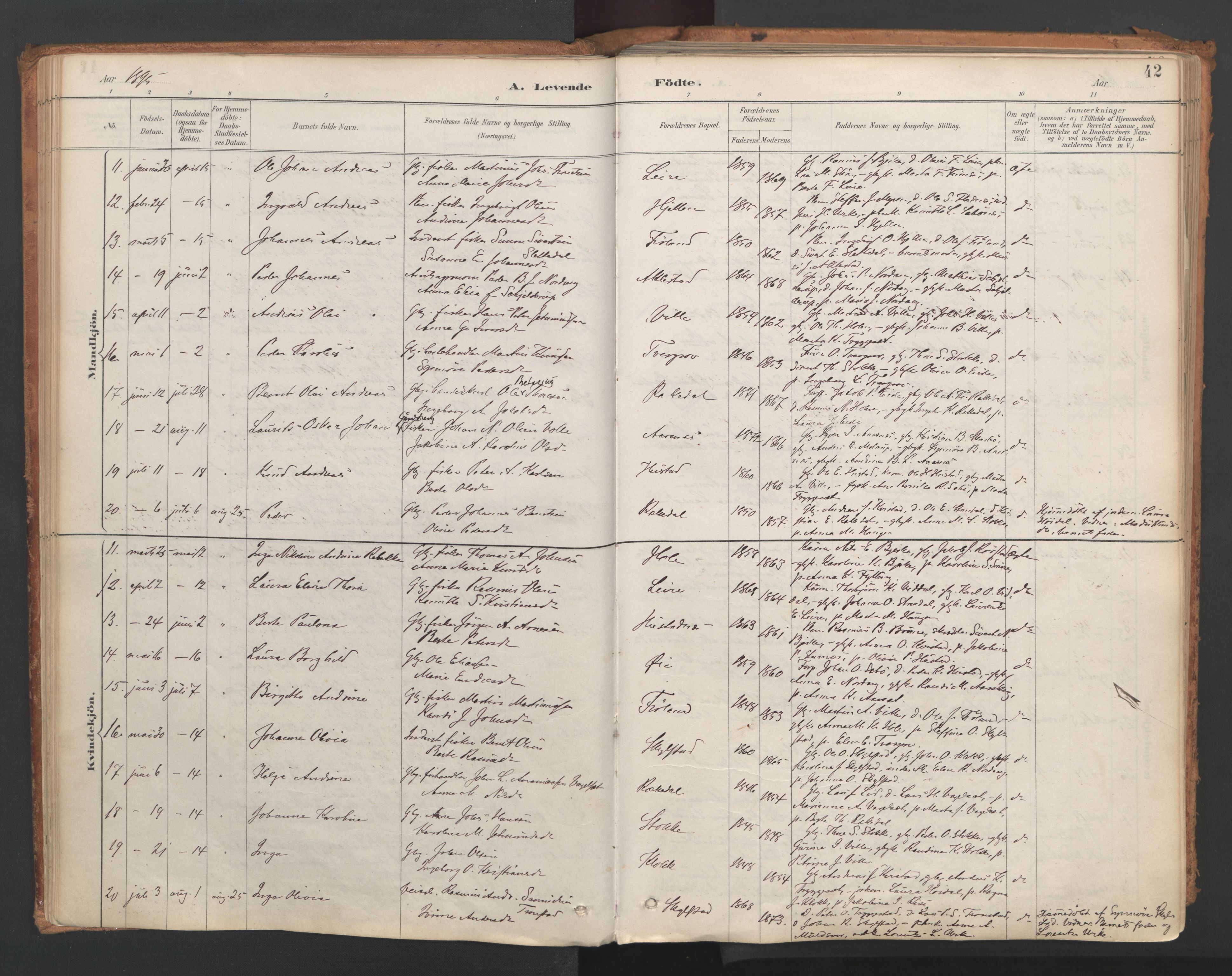 Ministerialprotokoller, klokkerbøker og fødselsregistre - Møre og Romsdal, AV/SAT-A-1454/515/L0211: Parish register (official) no. 515A07, 1886-1910, p. 42