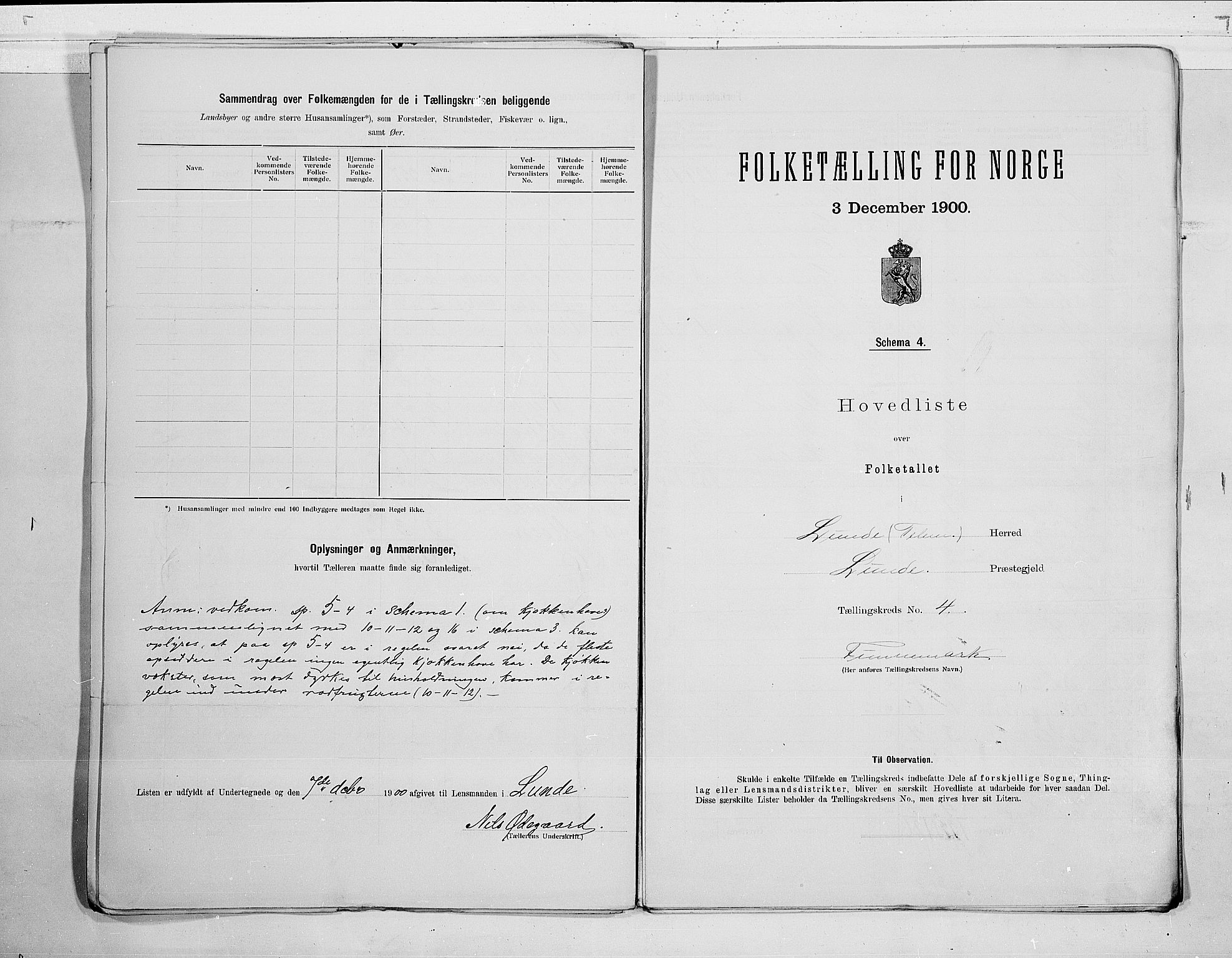 SAKO, 1900 census for Lunde, 1900, p. 10