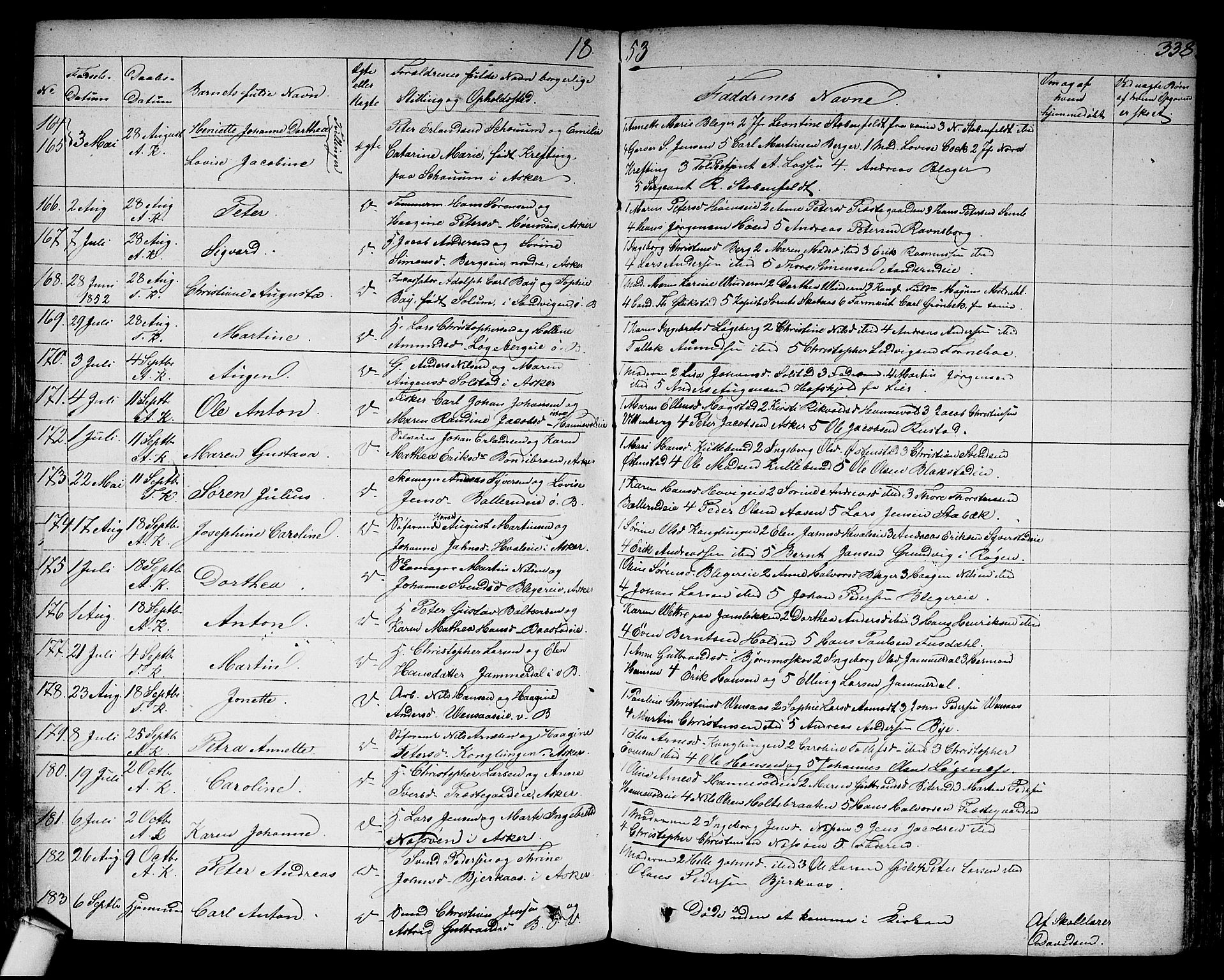 Asker prestekontor Kirkebøker, AV/SAO-A-10256a/F/Fa/L0007: Parish register (official) no. I 7, 1825-1864, p. 338