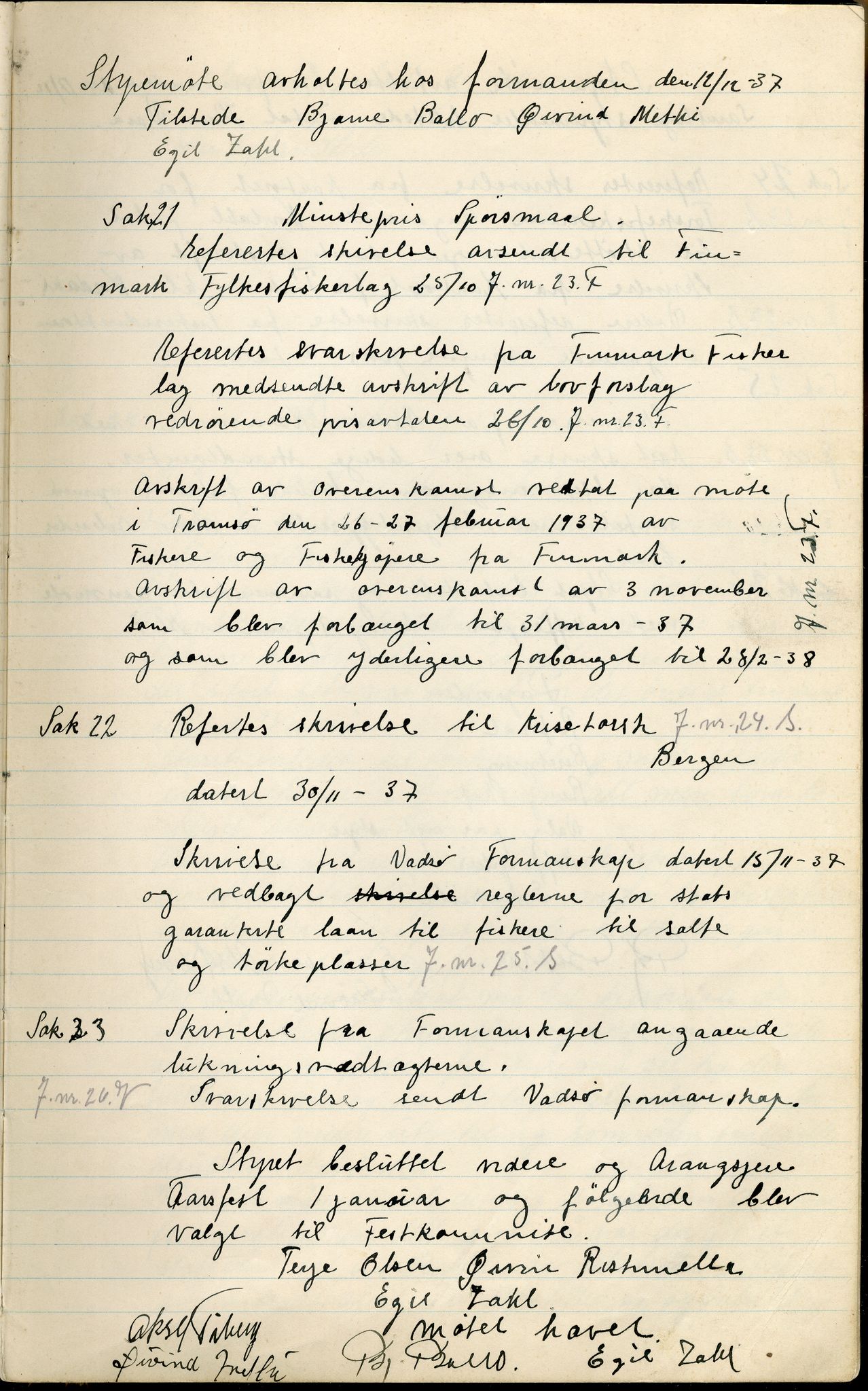 Vadsø Fiskarlag, FMFB/A-1016/A/L0001: Protokoll for styremøtene, 1926-1952, p. 68