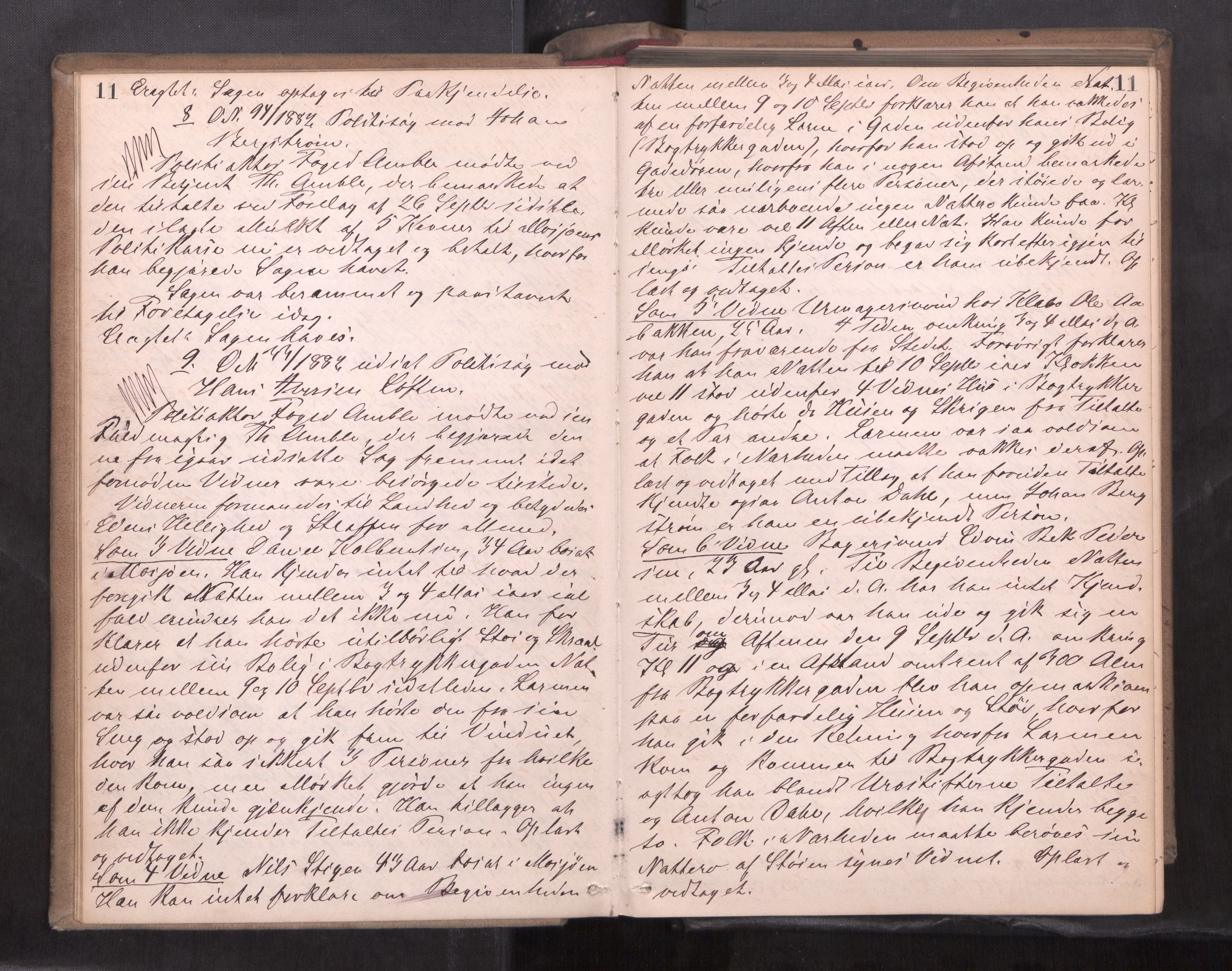 Søndre Helgeland sorenskriveri, AV/SAT-A-4575/1/1/1B/1Ba/L0012: ekstrarettsprotokoll, 1882-1886, p. 11