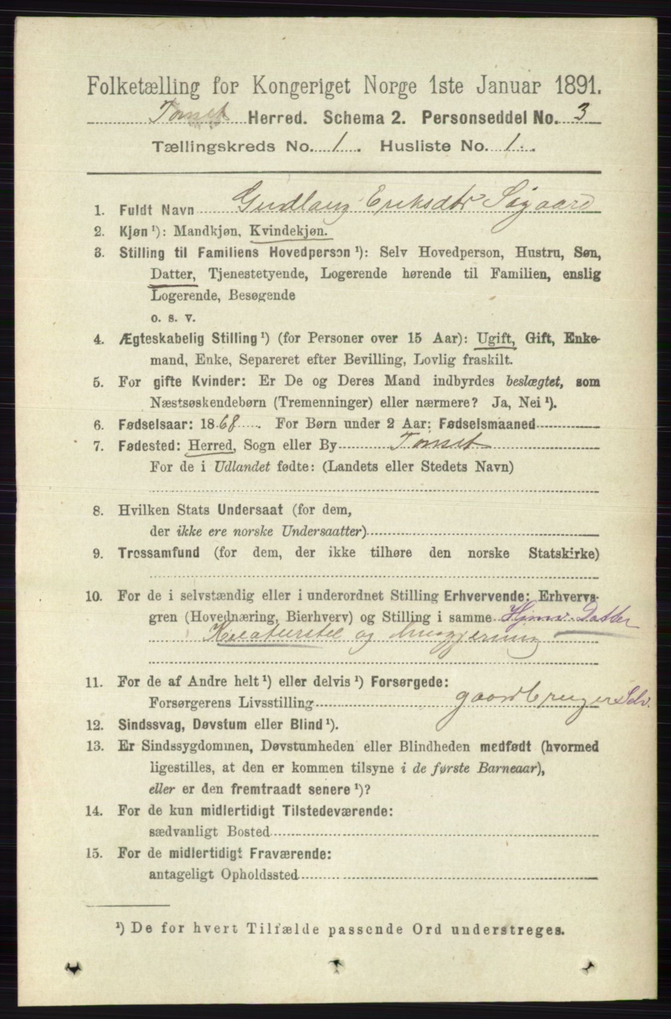 RA, 1891 census for 0437 Tynset, 1891, p. 76